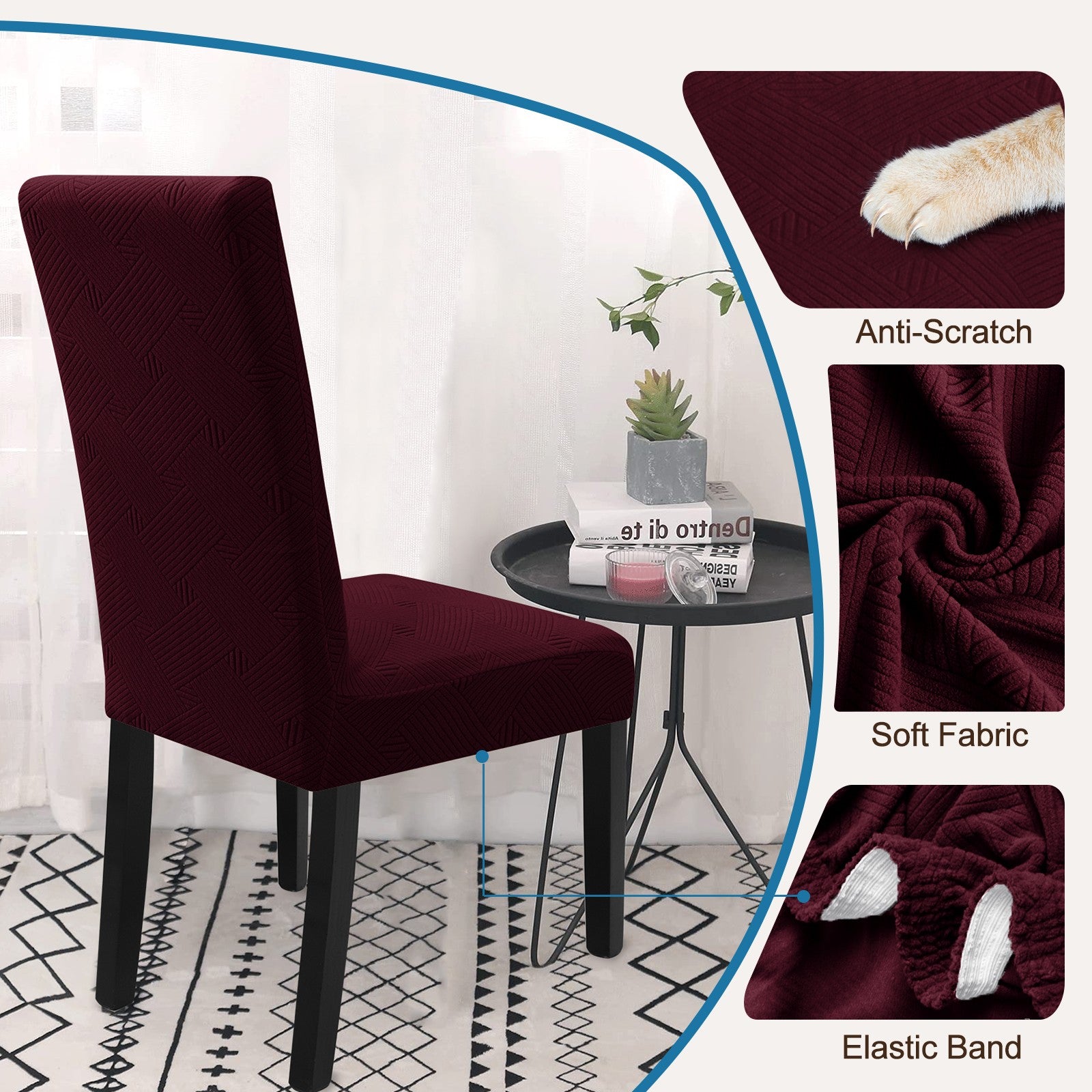 YSTYLE 4 Pieces Soft élastique Chair couvertures with Backrest Universal Fit