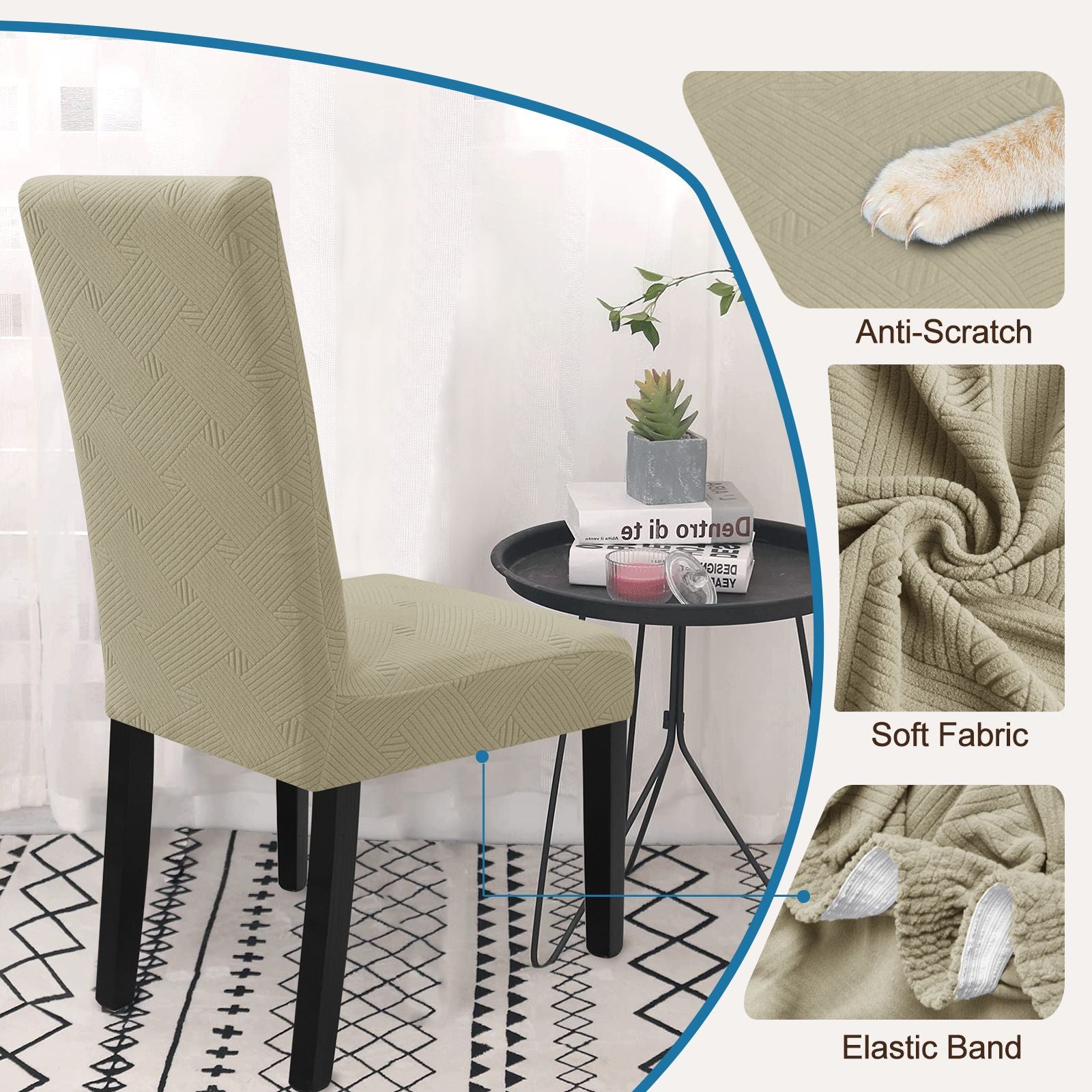YSTYLE 4 Pieces Soft élastique Chair couvertures with Backrest Universal Fit