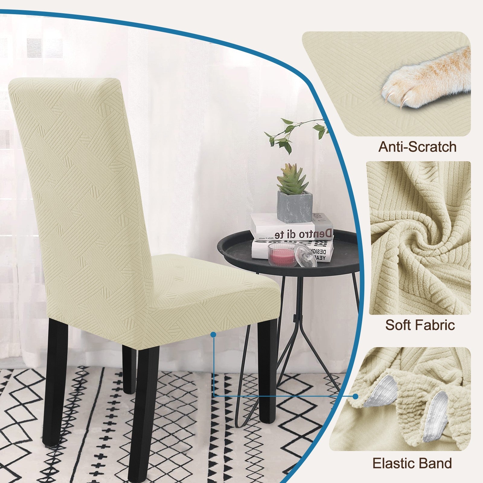 YSTYLE 4 Pieces Soft élastique Chair couvertures with Backrest Universal Fit