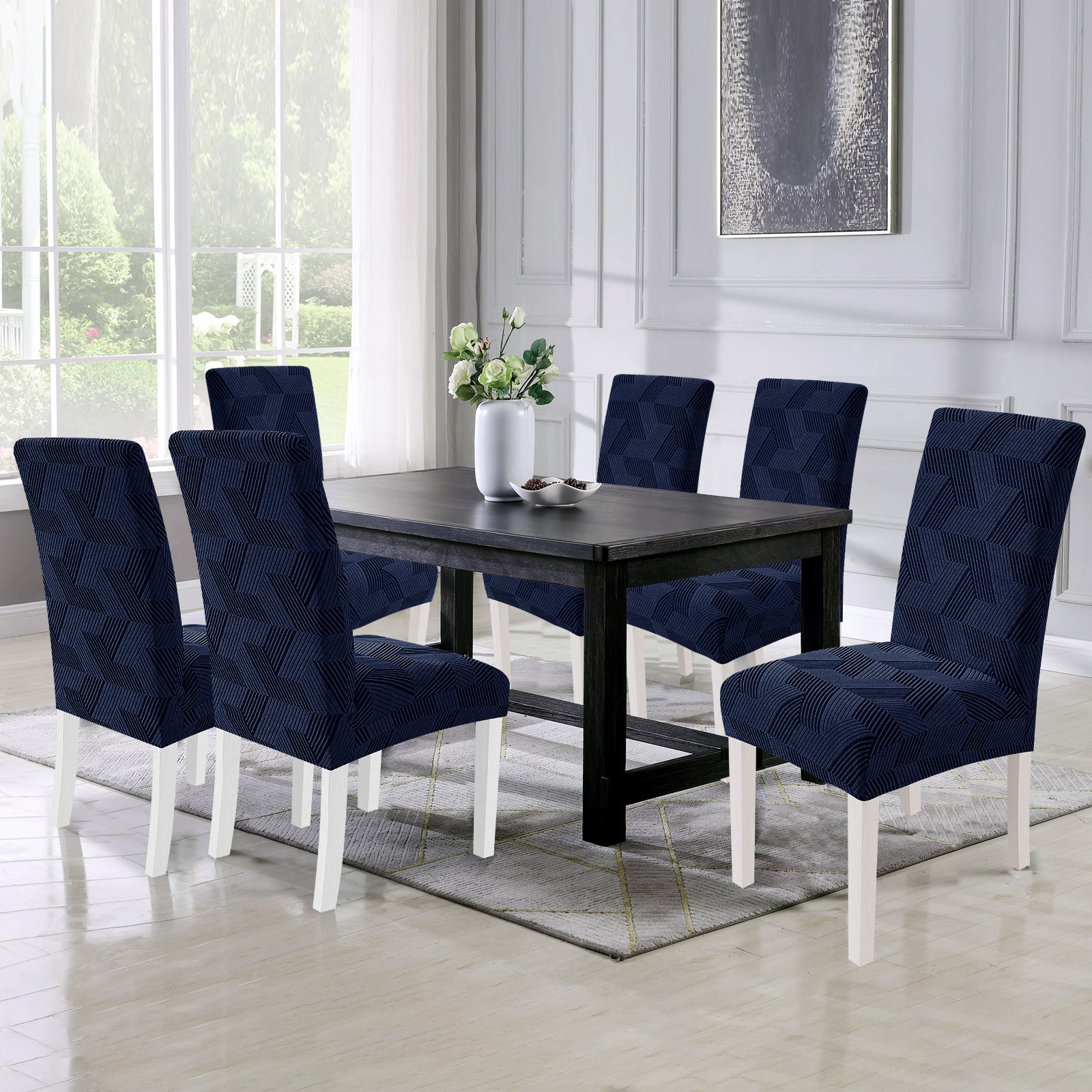 Ystyle 6-Piece Chair Covers with Backrest, Universal Kitchen Chair Covers, Removable Elastic Dining Chair Slipcovers, Stain-Resistant Chair Protectors, Washable, for Kitchen and Living Room