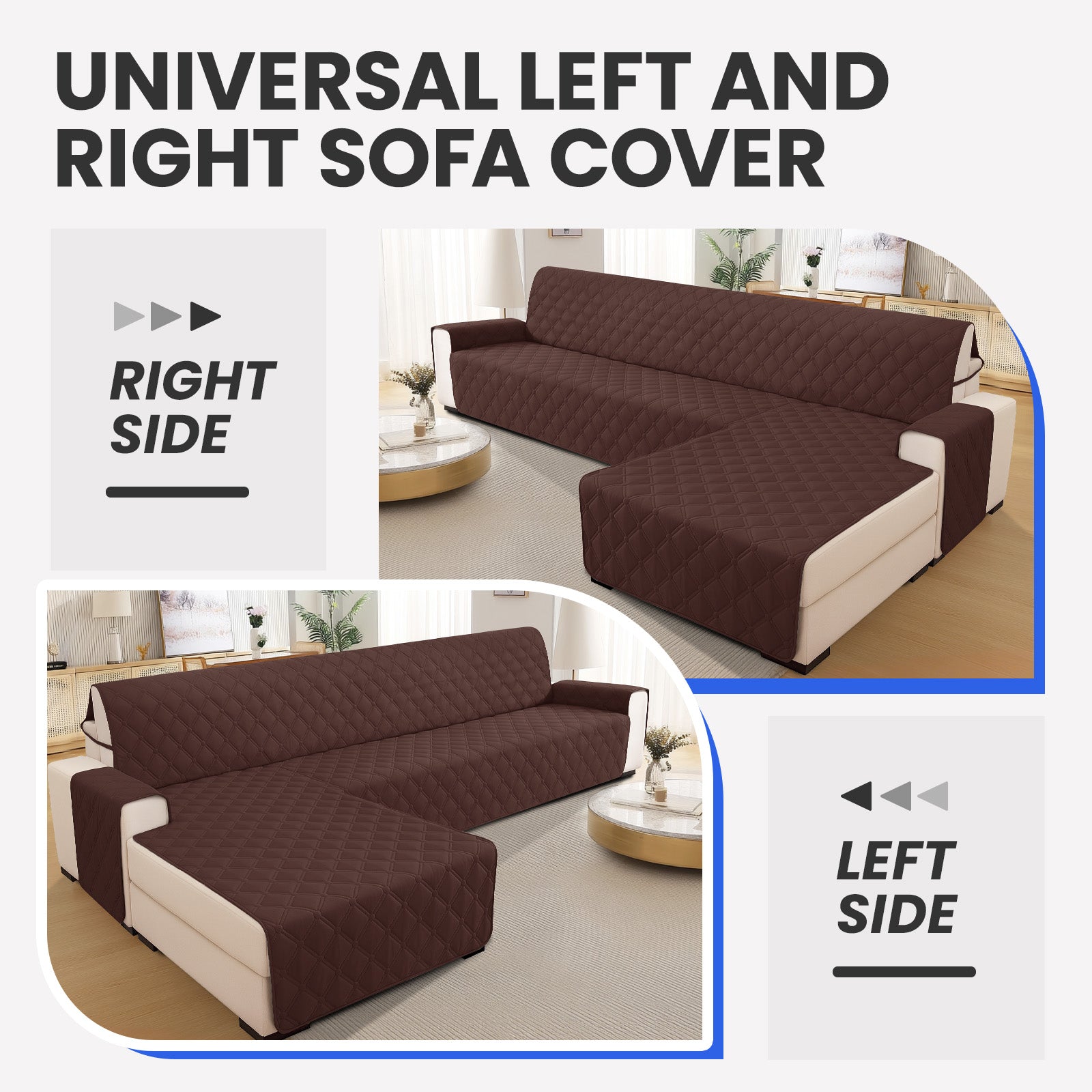 Ystyle Waterproof 3 Seater Corner Sofa Cover Reversible 225 cm