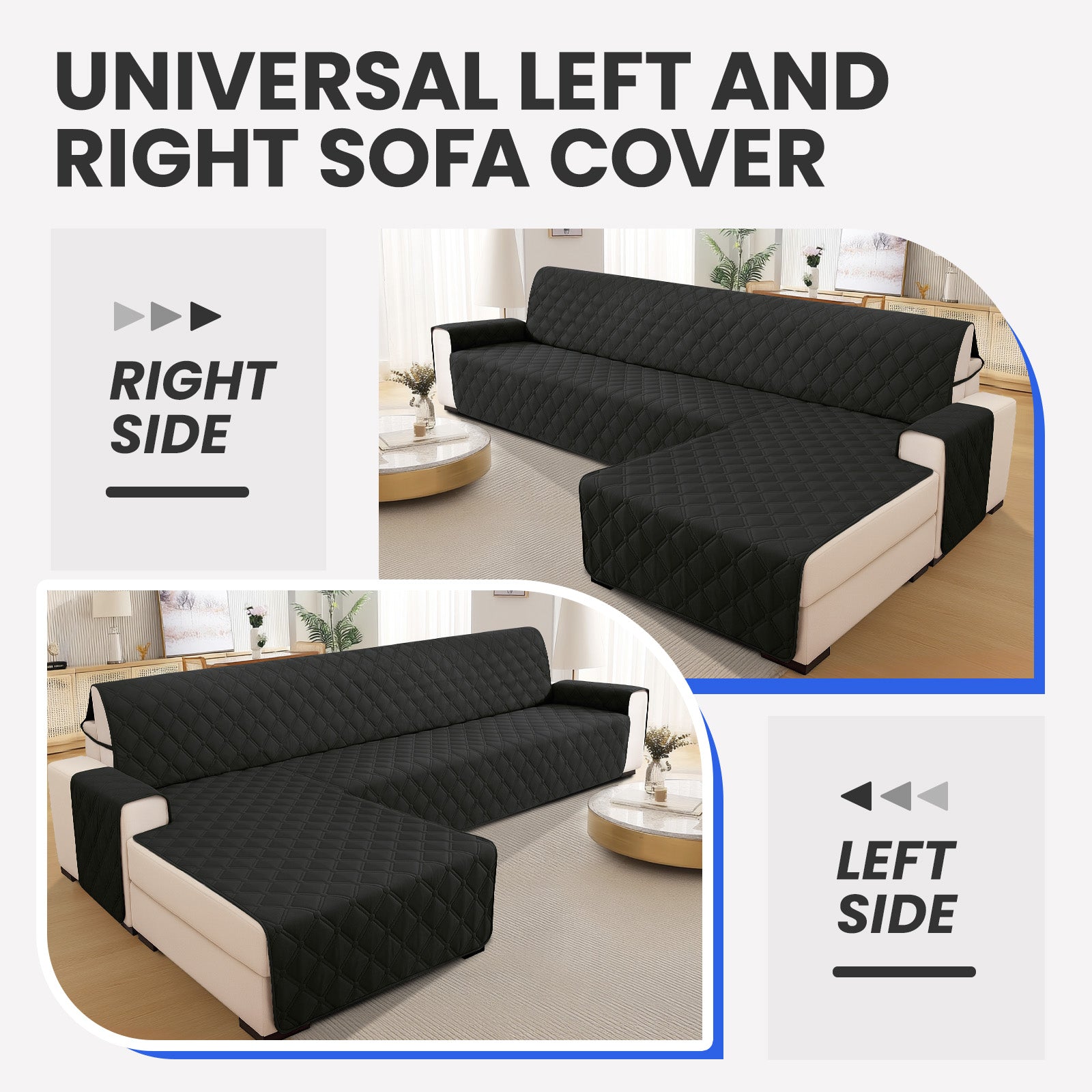 Ystyle Waterproof 2 Seater Corner Sofa Cover Reversible 210 cm
