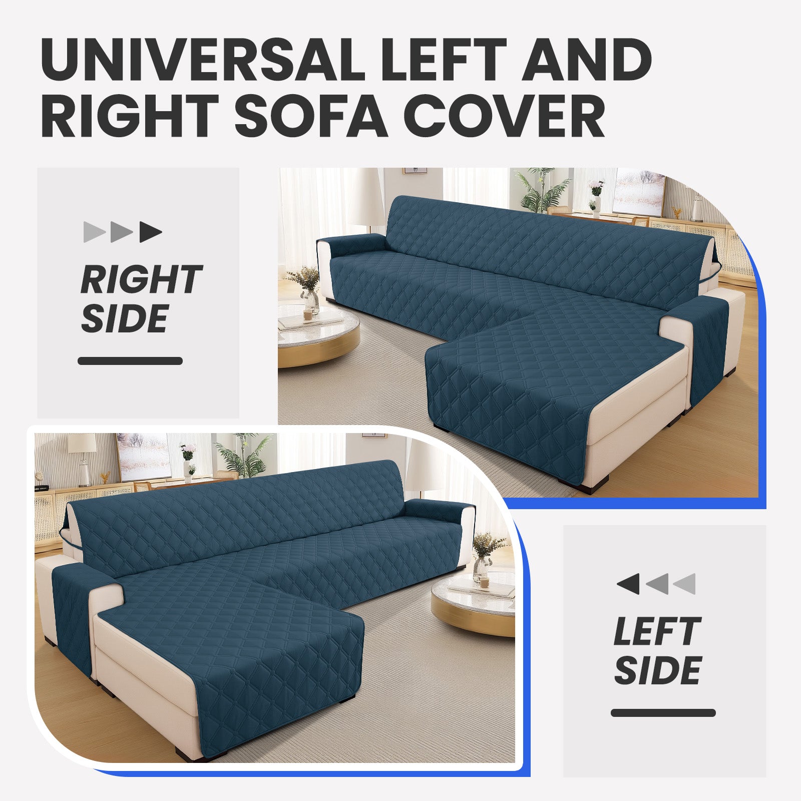 Ystyle Waterproof 3 Seater Corner Sofa Cover Reversible 225 cm