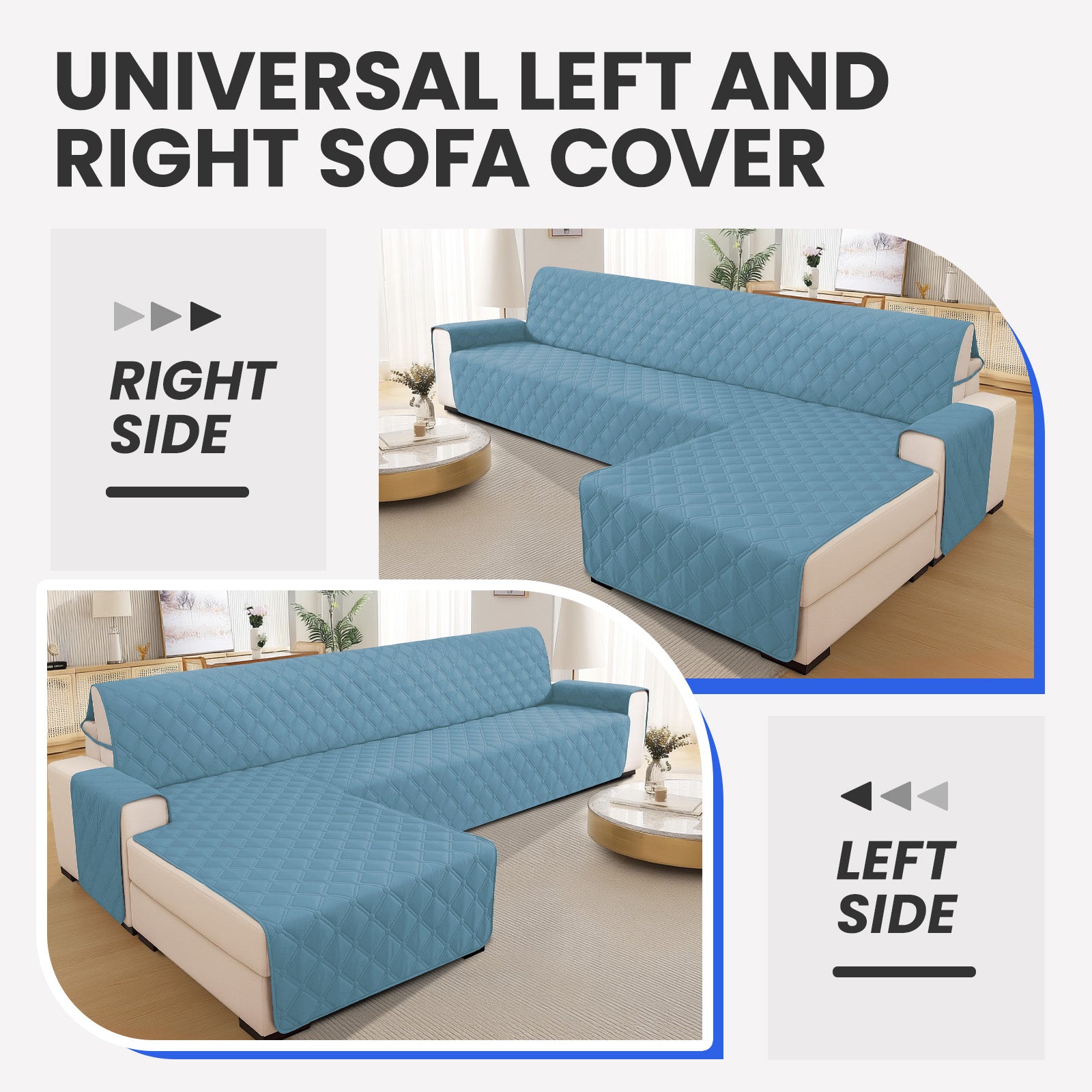 Ystyle Waterproof 3 Seater Corner Sofa Cover Reversible 225 cm