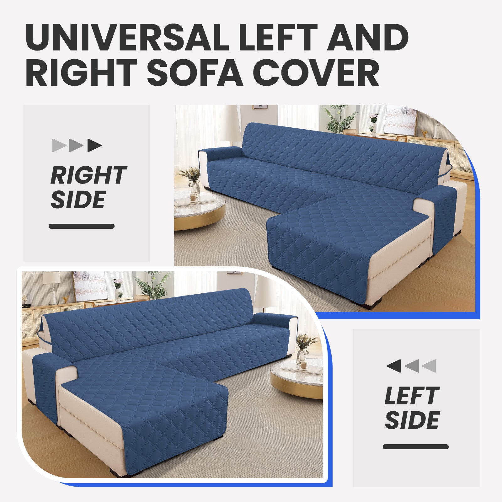 Ystyle Waterproof 3 Seater Corner Sofa Cover Reversible 225 cm