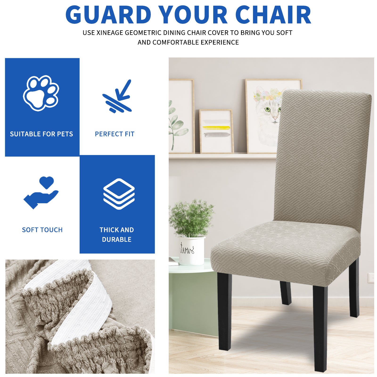 2 Coperture Elastiche per Sedie con Schienale in Tessuto Morbido YSTYLE