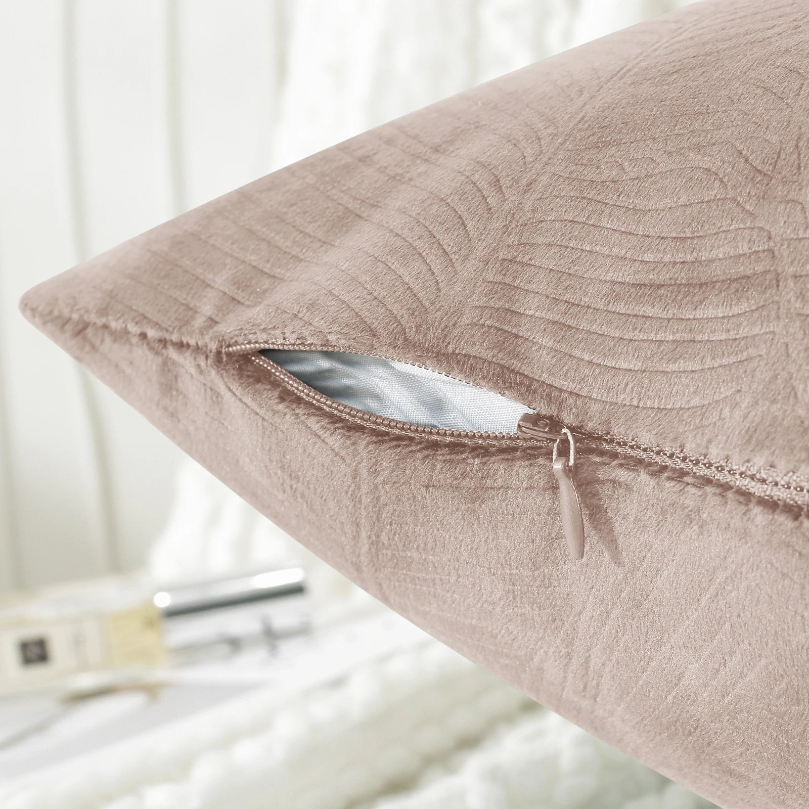 YSTYLE Velvet Sofa Cushion Covers, Decorative Throw Pillow Covers, 2 pcs, Hidden Zipper-Leaf Shape