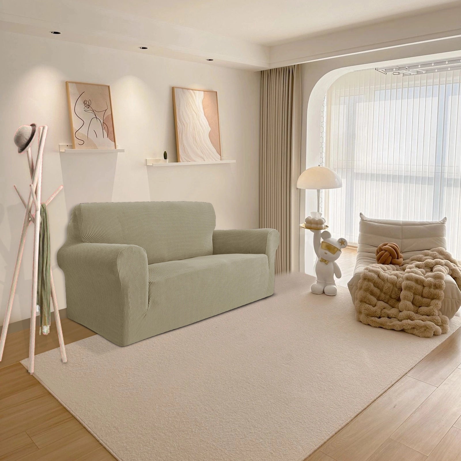 YSTYLE Stretch 2 Seater Sofa Cover with Armrests Anti Slip-YSTYLE