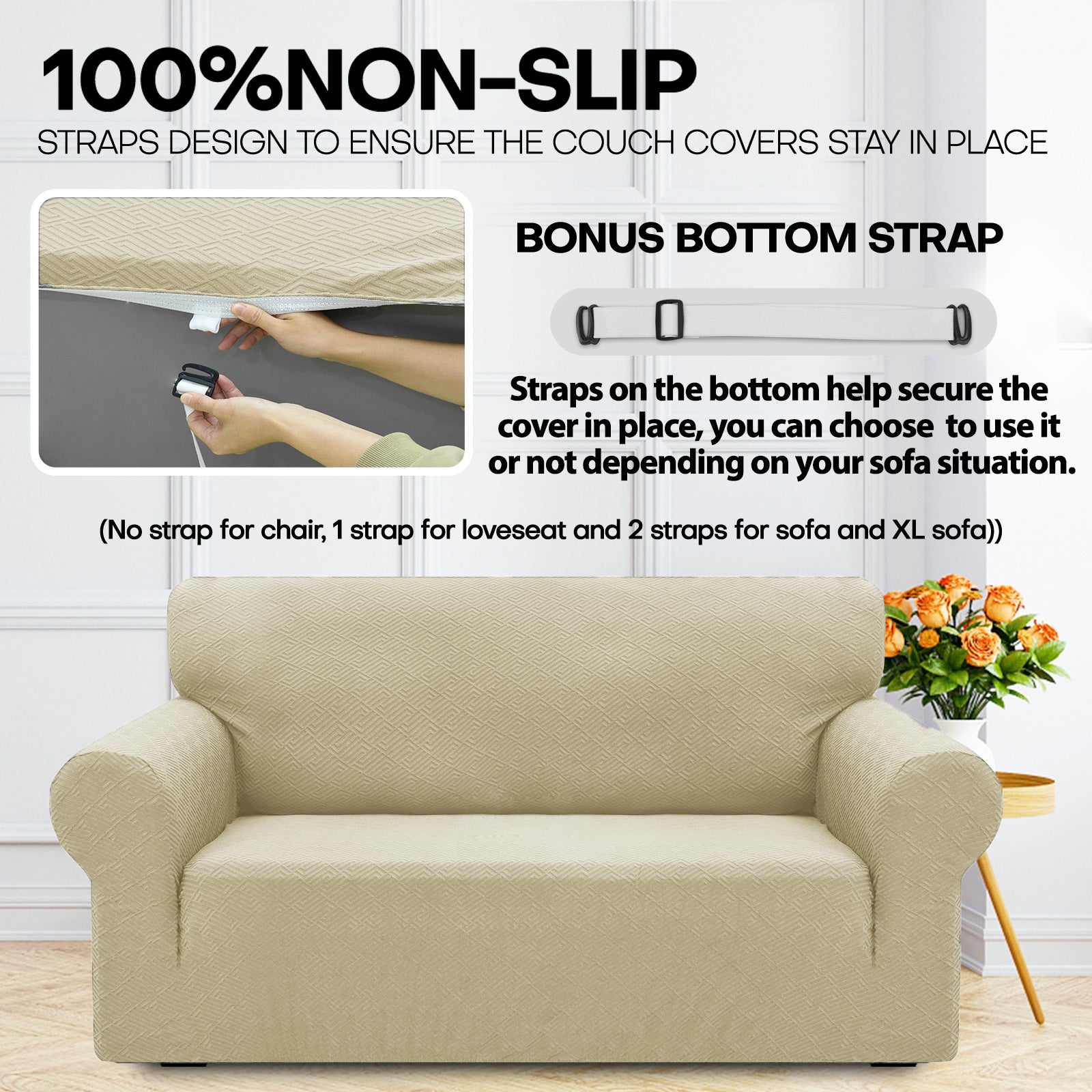 Manta para sofá de 3 asientos YSTYLE - Ajuste elástico, resistente a arañazos de mascotas, geométrico jacquard, antideslizante, lavable - Forma de espalda