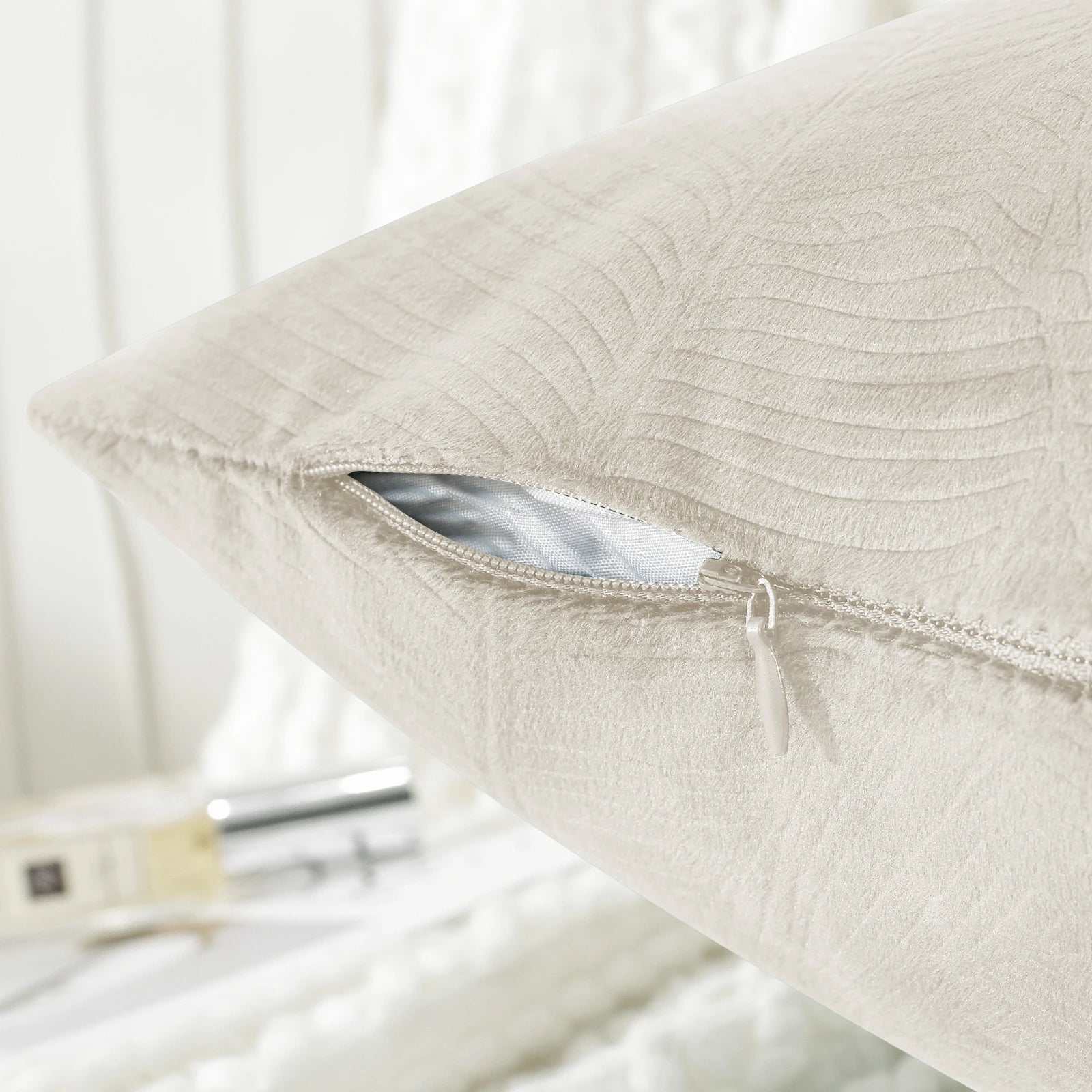 YSTYLE Velvet Sofa Cushion Covers, Decorative Throw Pillow Covers, 2 pcs, Hidden Zipper-Leaf Shape