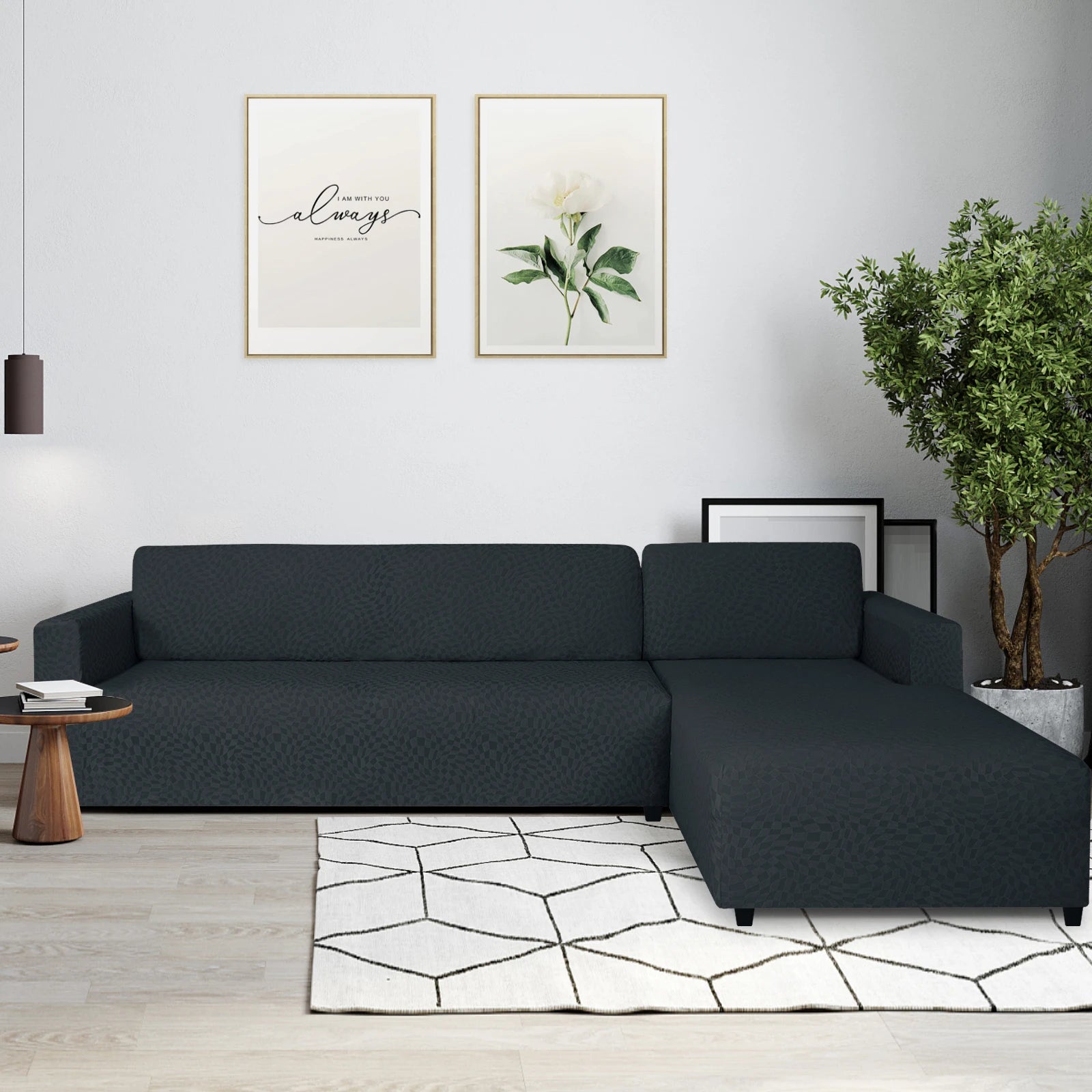 YSTYLE L-Shaped 1+2 Seater Sofa Cover – Stretch Fit, All-Around Protection, Non-Slip Design,Deformed Grid