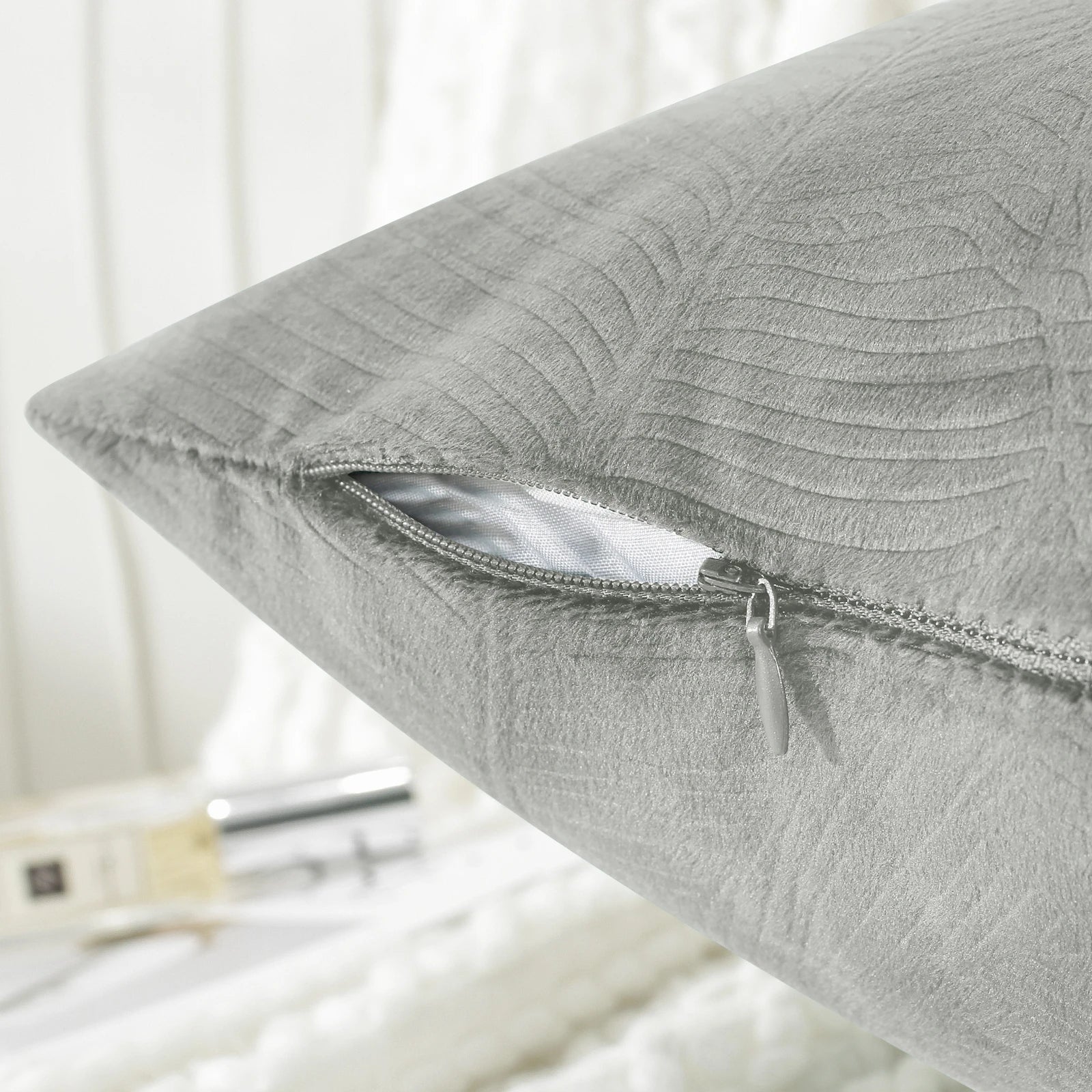 YSTYLE Velvet Sofa Cushion Covers, Decorative Throw Pillow Covers, 2 pcs, Hidden Zipper-Leaf Shape