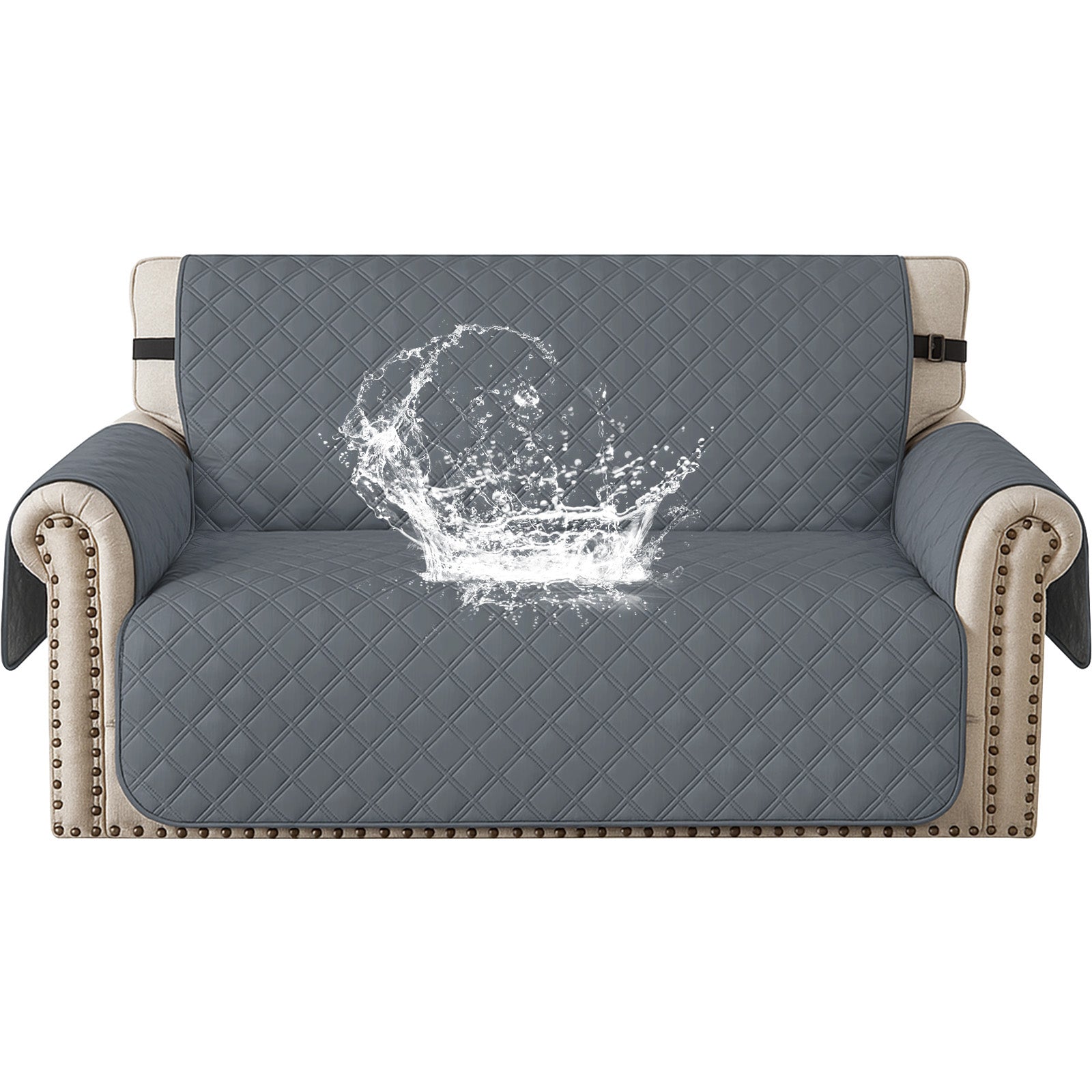 Ystyle 100% Waterproof 2 Seater Sofa Cover with Side Pockets