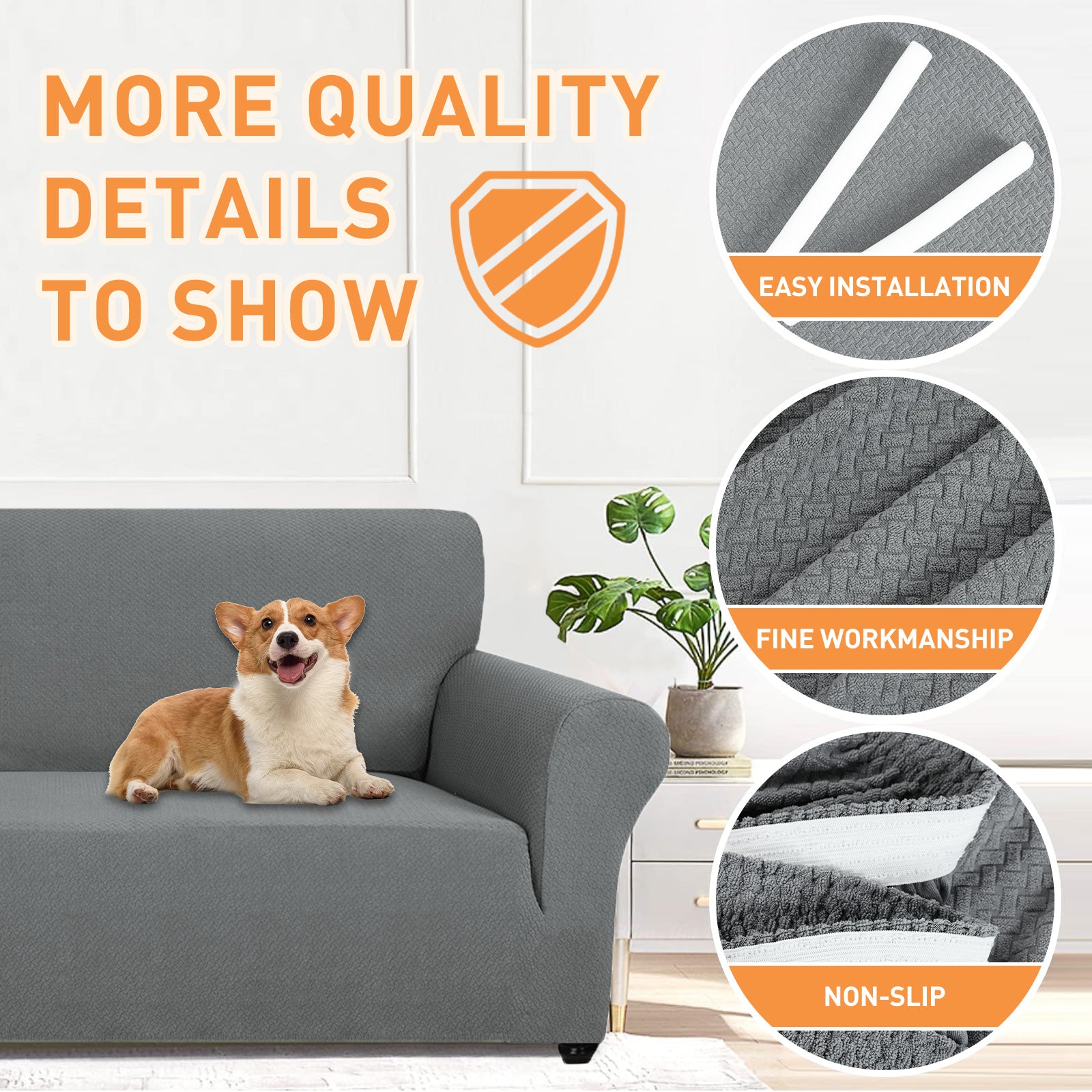 YSTYLE Stretch 4 Seater Sofa Cover Jacquard Anti-Slip