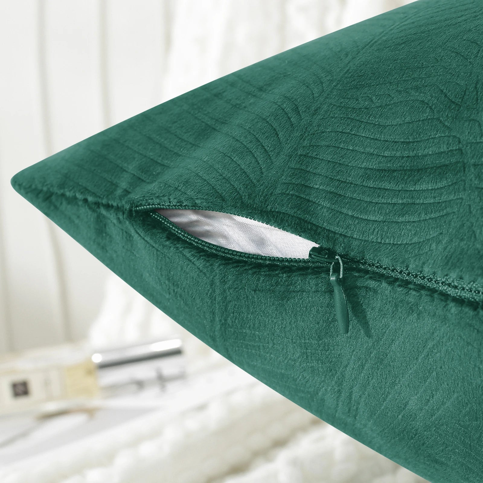 YSTYLE Velvet Sofa Cushion Covers, Decorative Throw Pillow Covers, 2 pcs, Hidden Zipper-Leaf Shape