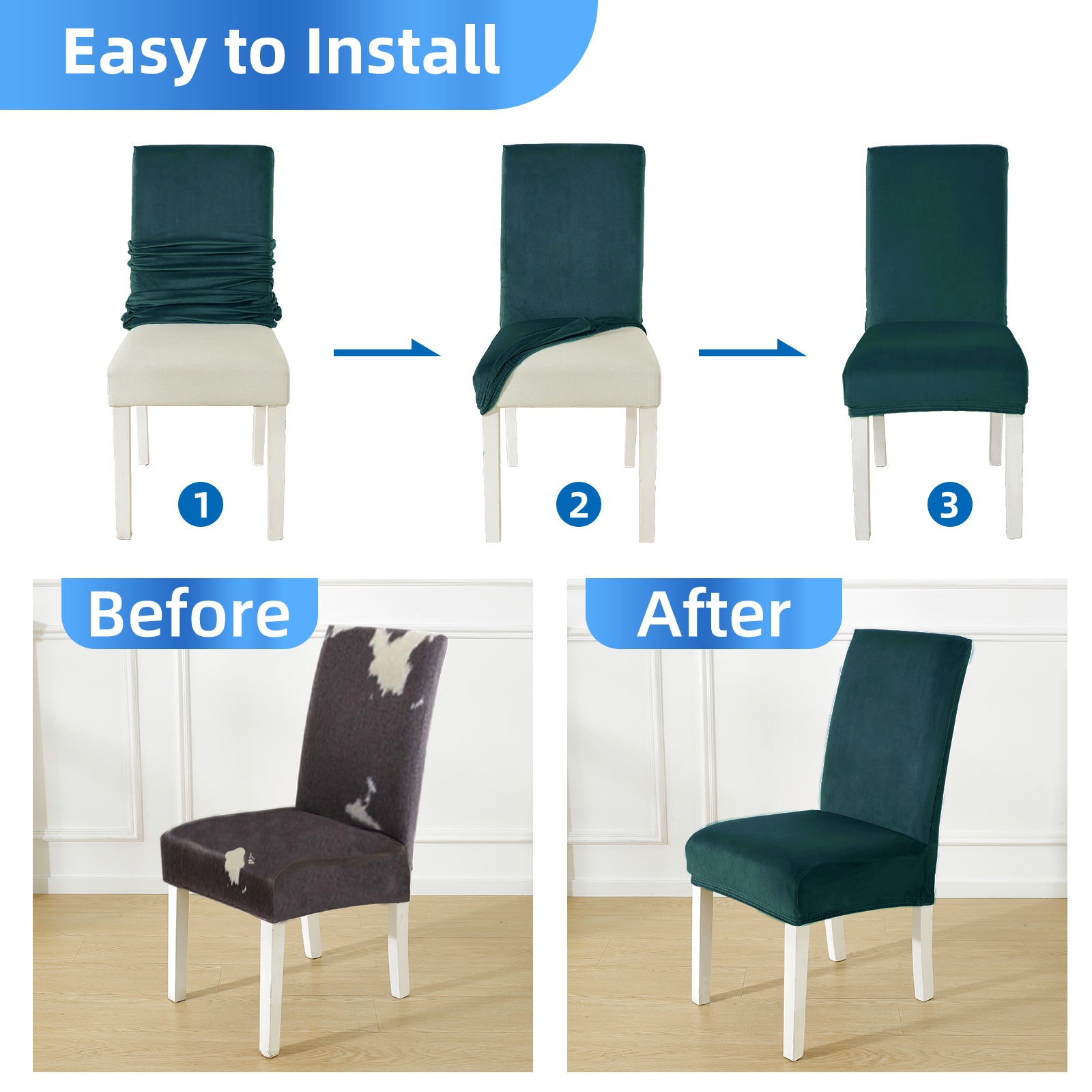 YSTYLE 6 pezzi di coprisedie in velluto elasticizzato con schienale