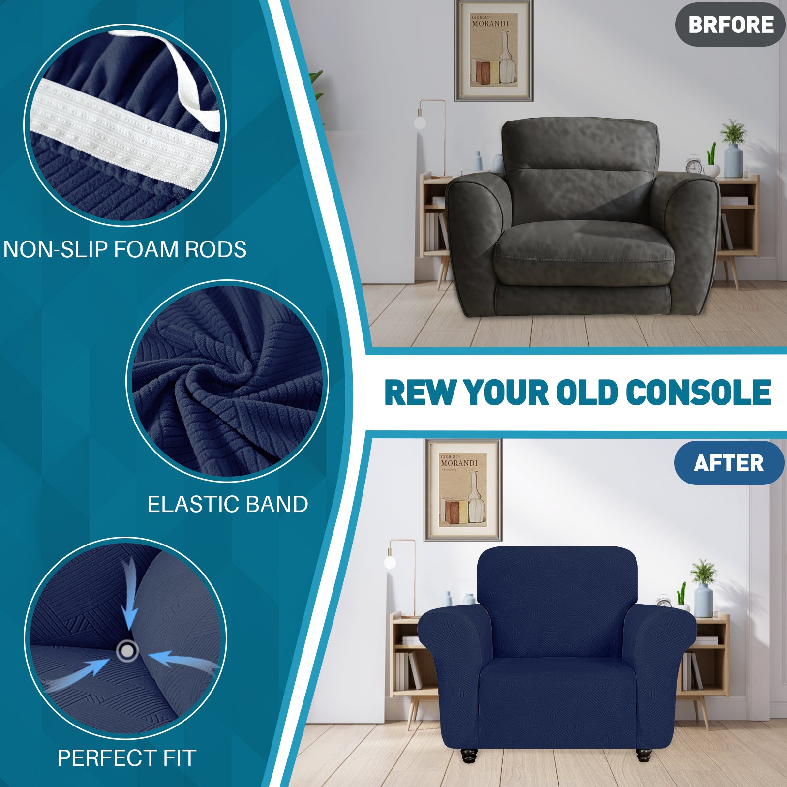 YSTYLE Hoch Stretch 1-Sitzer Sessel Bezug Anti-Rutsch Waschbar