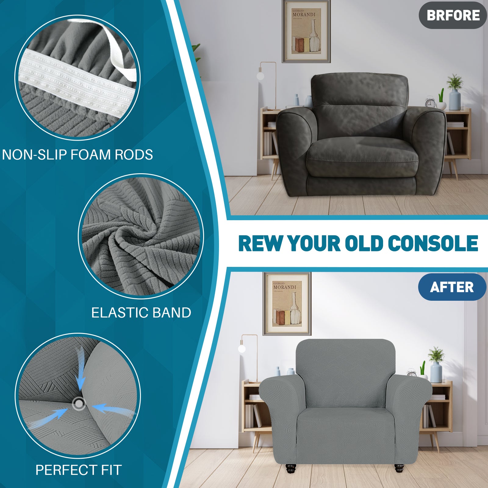 YSTYLE Hoch Stretch 1-Sitzer Sessel Bezug Anti-Rutsch Waschbar