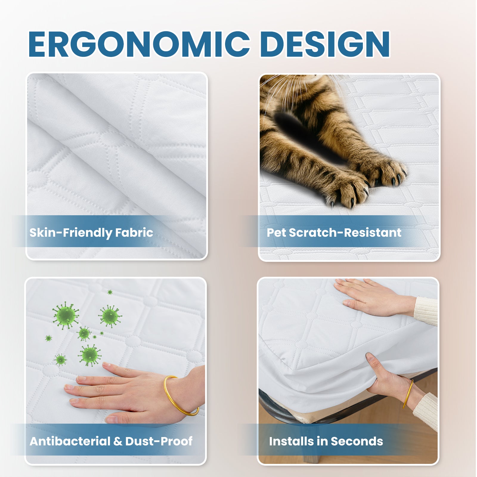 Ystyle Waterproof Double Mattress Protector 180x200 cm Anti Mite-YSTYLE