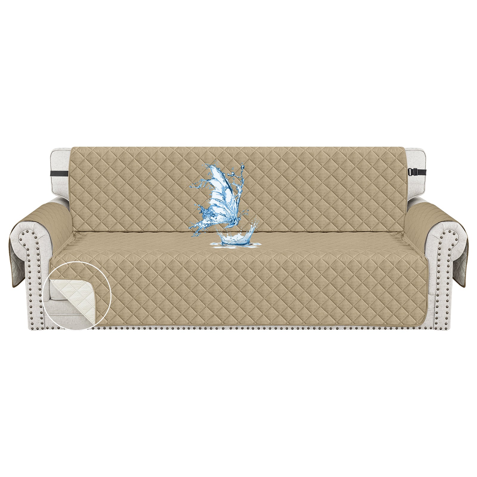 Ystyle Waterproof 4 Seater Sofa Cover with Armrests Anti-Slip