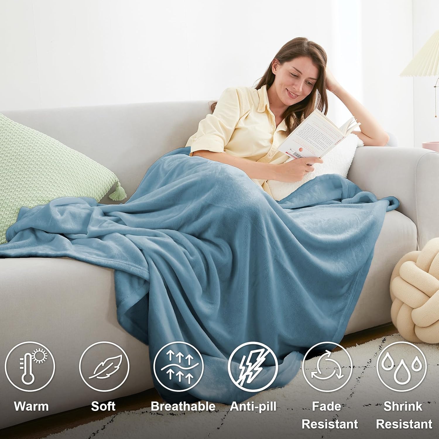 YSTYLE Soft Flannel Fleece Twin Blanket Plush Throw 160 x 200 CM