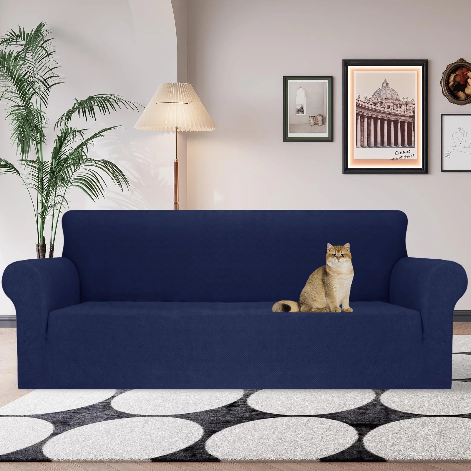 YSTYLE Stretch 4 Seater Sofa Cover with Armrests Anti-Slip Washable-YSTYLE