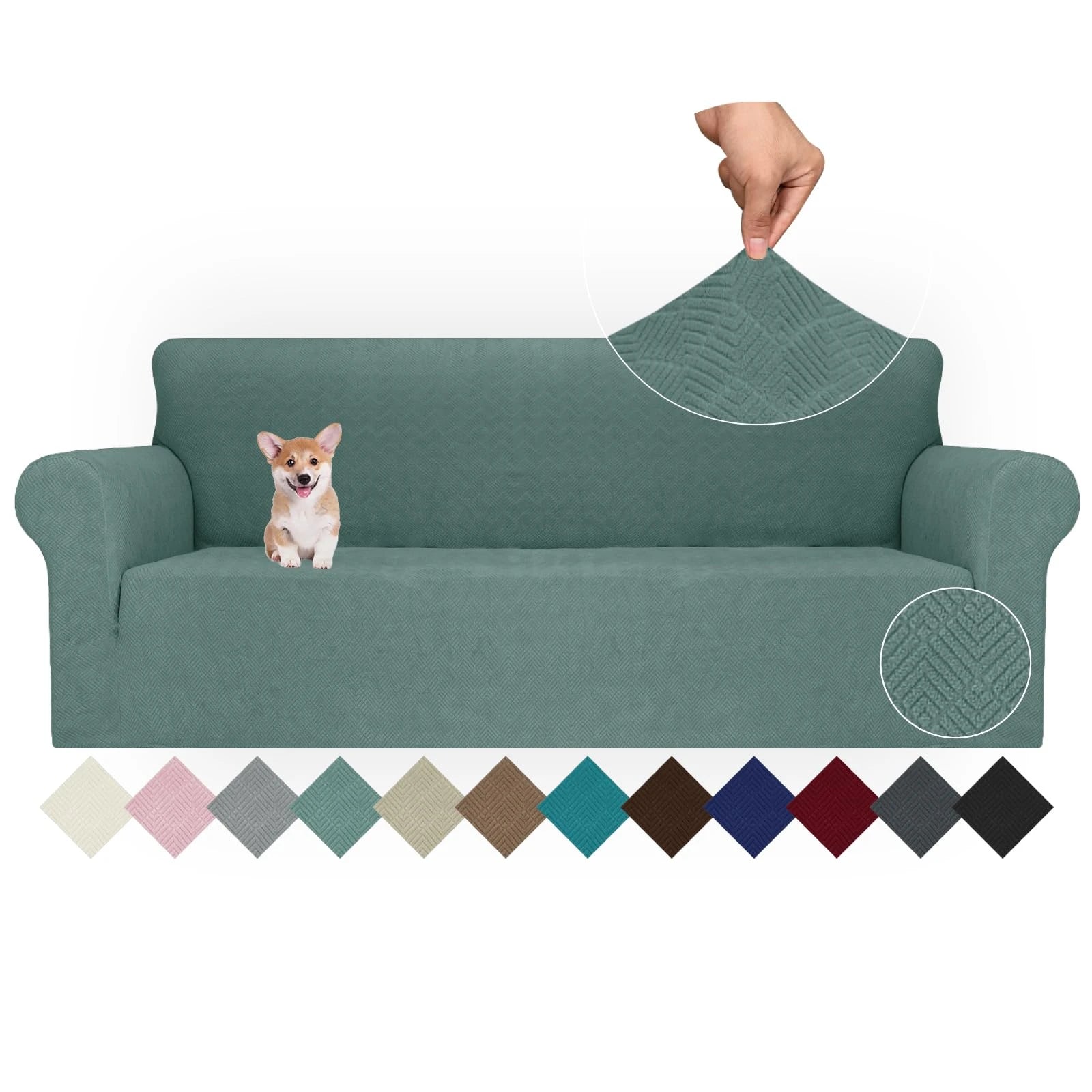 YSTYLE Stretch 4 Seater Sofa Cover with Armrests Anti-Slip Washable-YSTYLE