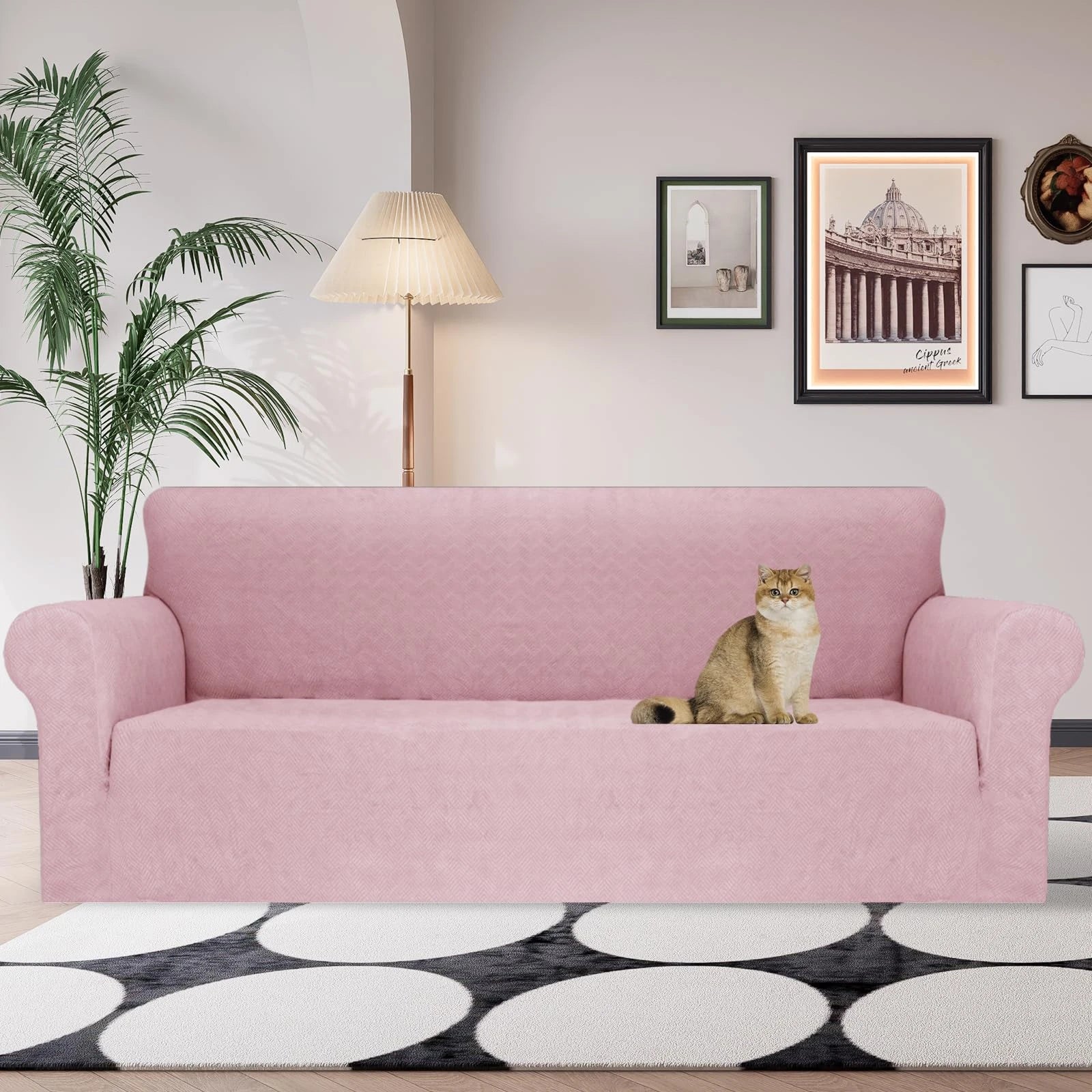 YSTYLE Stretch 4 Seater Sofa Cover with Armrests Anti-Slip Washable-YSTYLE