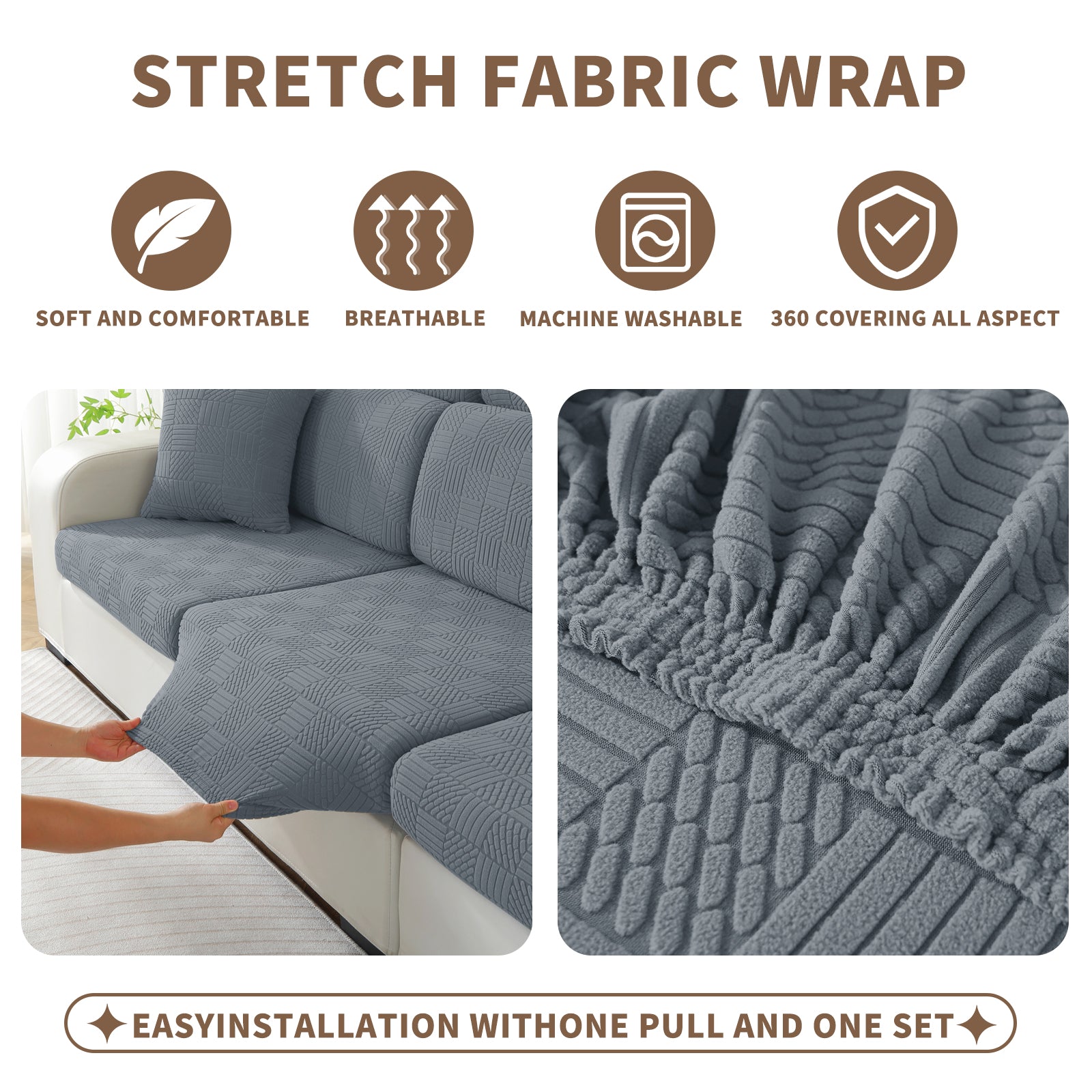 YSTYLE Copertura per sedile divano elasticizzata 1 posto motivo geometrico