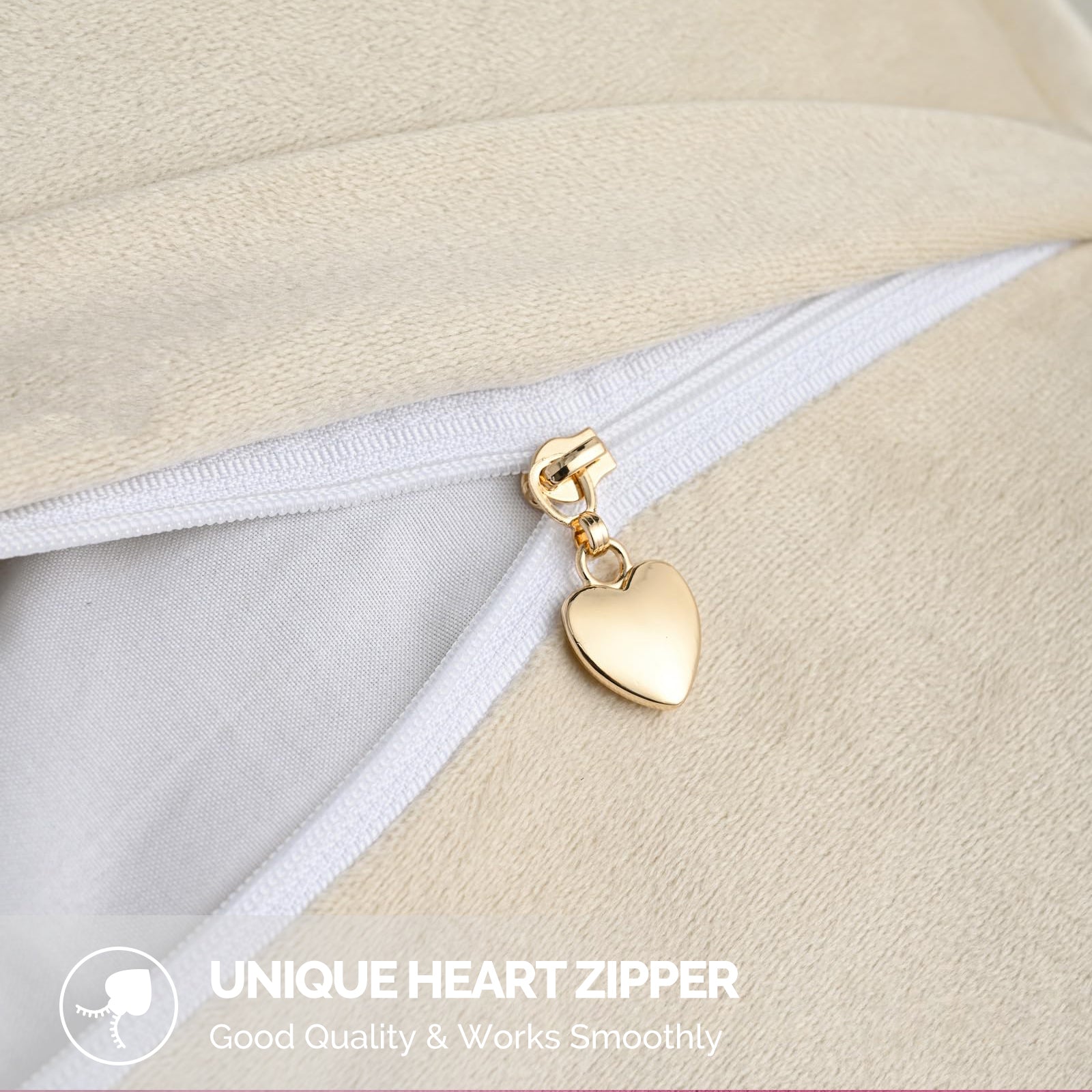 Ystyle Chenille Sofa Cushion Covers 60 x 60 cm, 2 Pieces, Soft Durable Heart-Shaped Cushion Cover, Decorative Elegant Pillow Case for Living Room