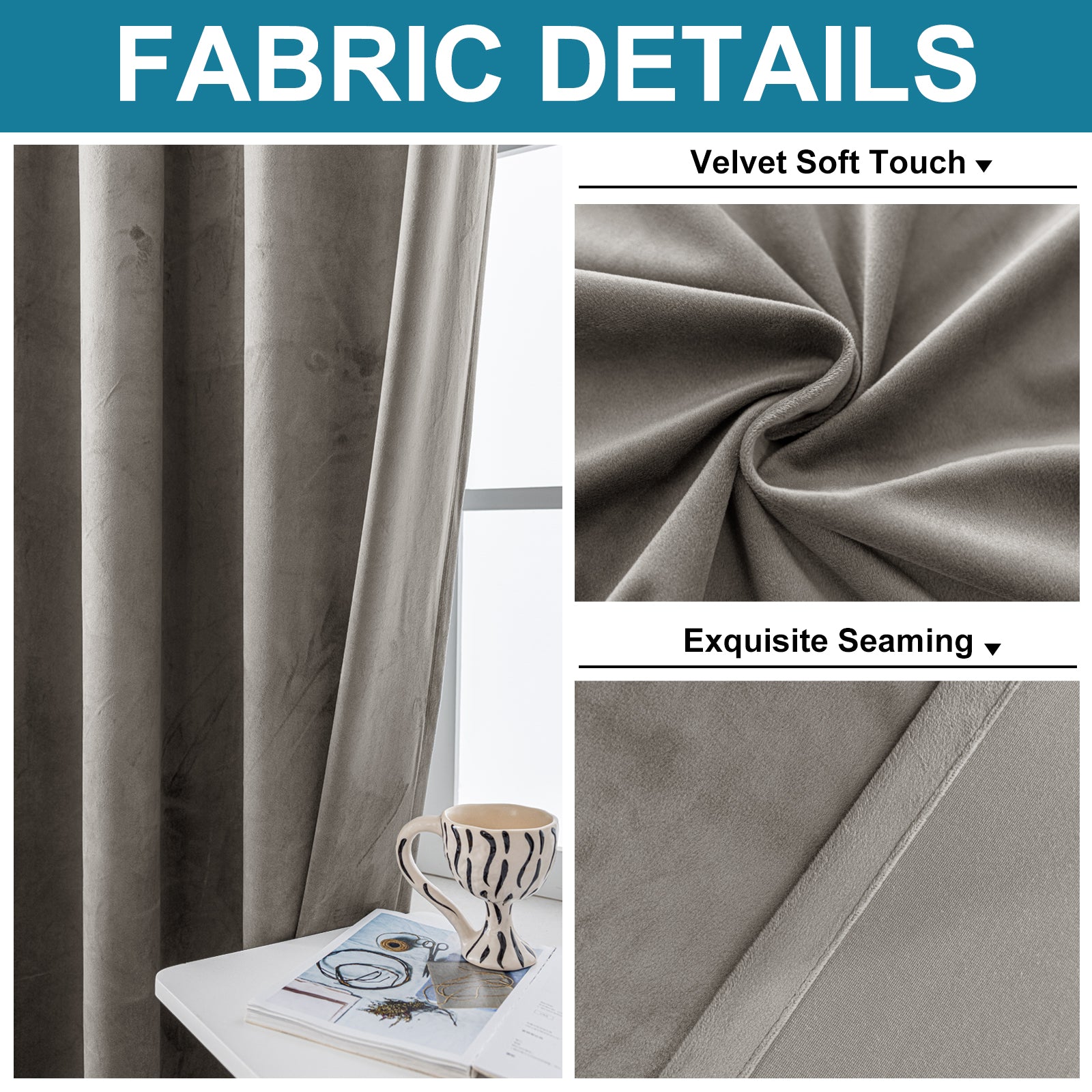 YSTYLE 2 Pieces Velvet Blackout Curtains Thermal Insulated-YSTYLE