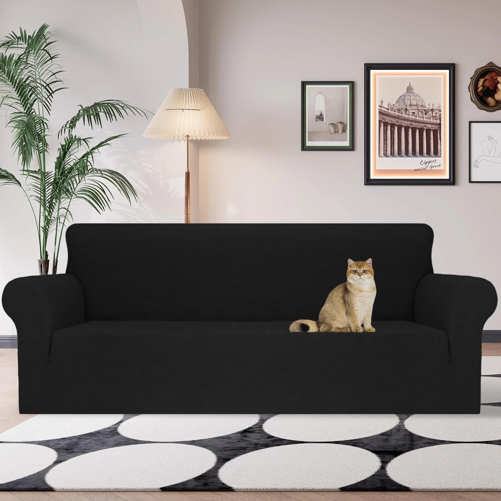 YSTYLE Stretch 4 Seater Sofa Cover with Armrests Anti-Slip Washable-YSTYLE