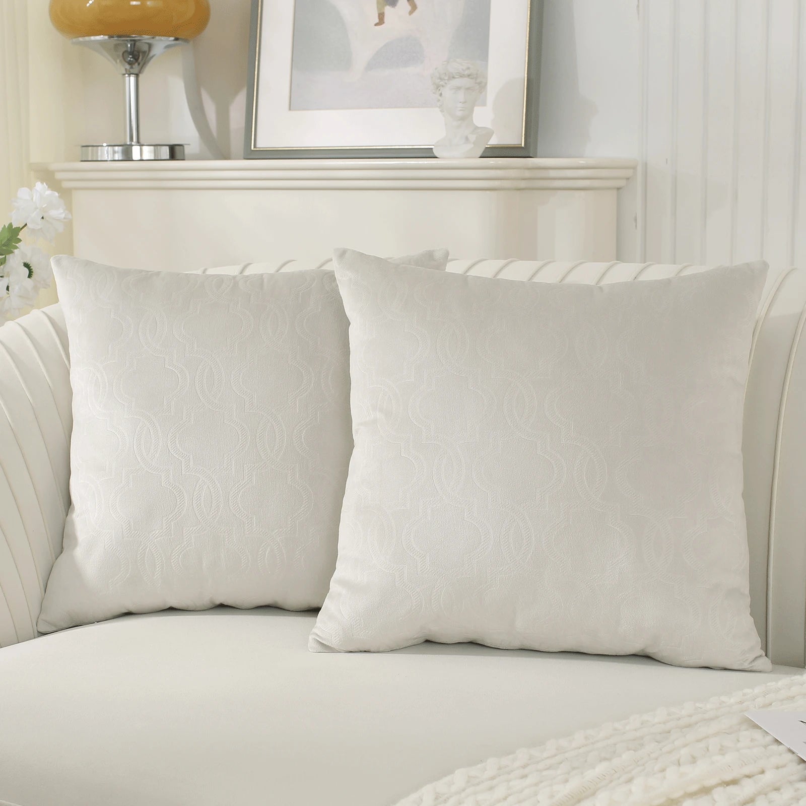 YSTYLE Velvet Sofa Cushion Covers, Decorative Throw Pillow Covers, 2 pcs, Hidden Zipper-Lantern Shape