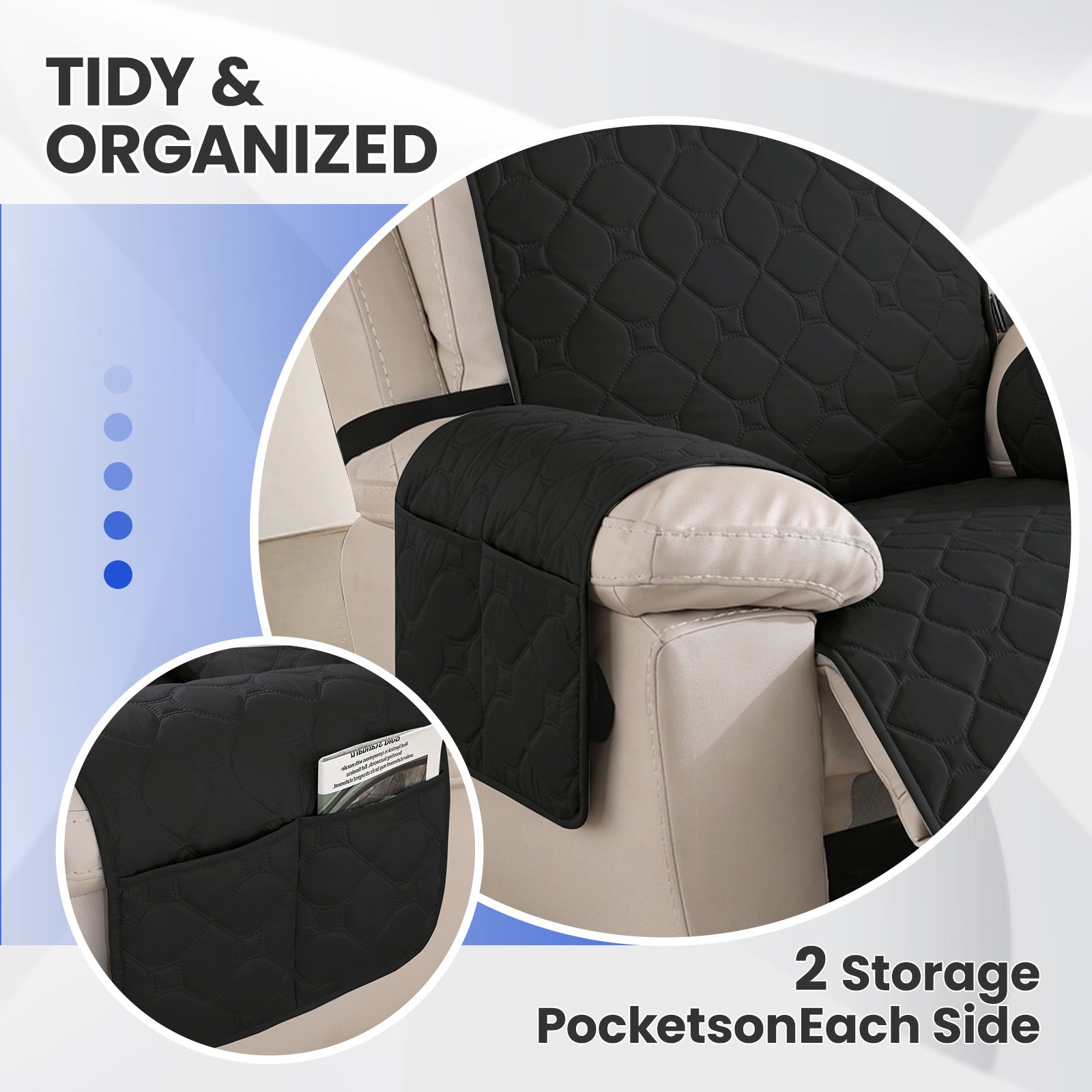 YSTYLE Waterproof Recliner Armchair Cover with Armrests 1 Seater