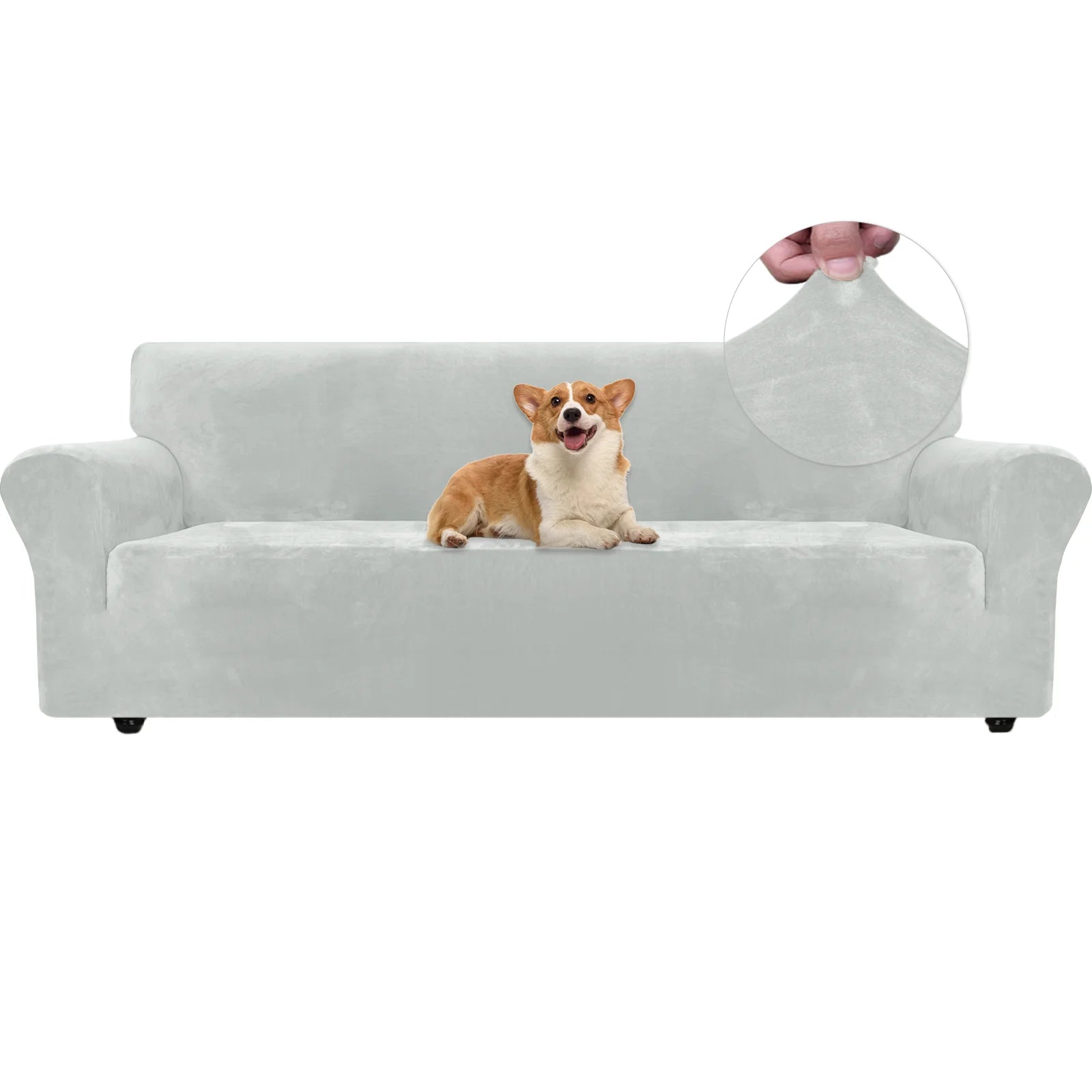 YSTYLE Velvet 4 Seater Sofa Cover – Stretch Fit, Anti-Scratch, Pet-Friendly, Non-Slip, Washable
