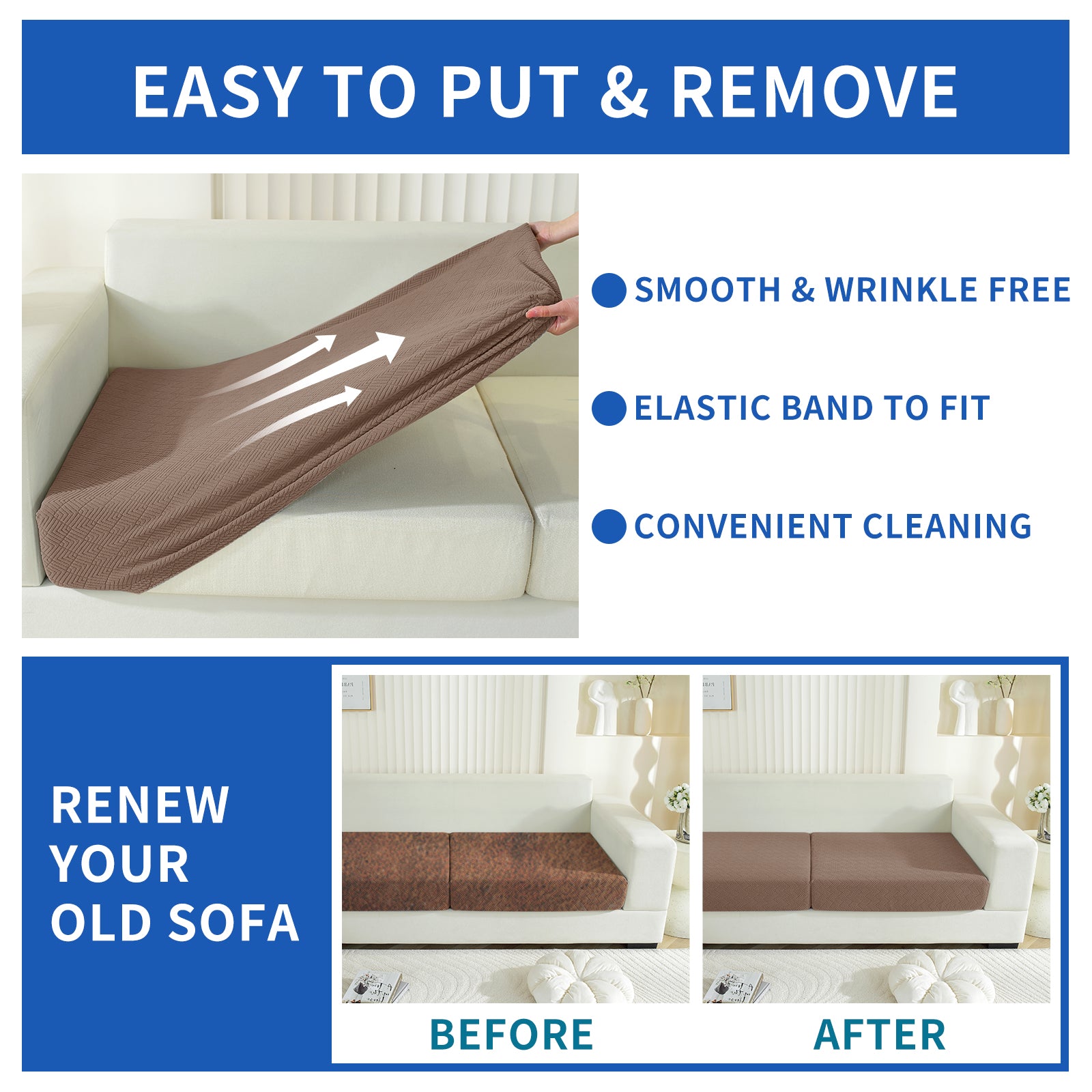 YSTYLE Copertura elastica per sedile del divano 2 posti Antiscivolo