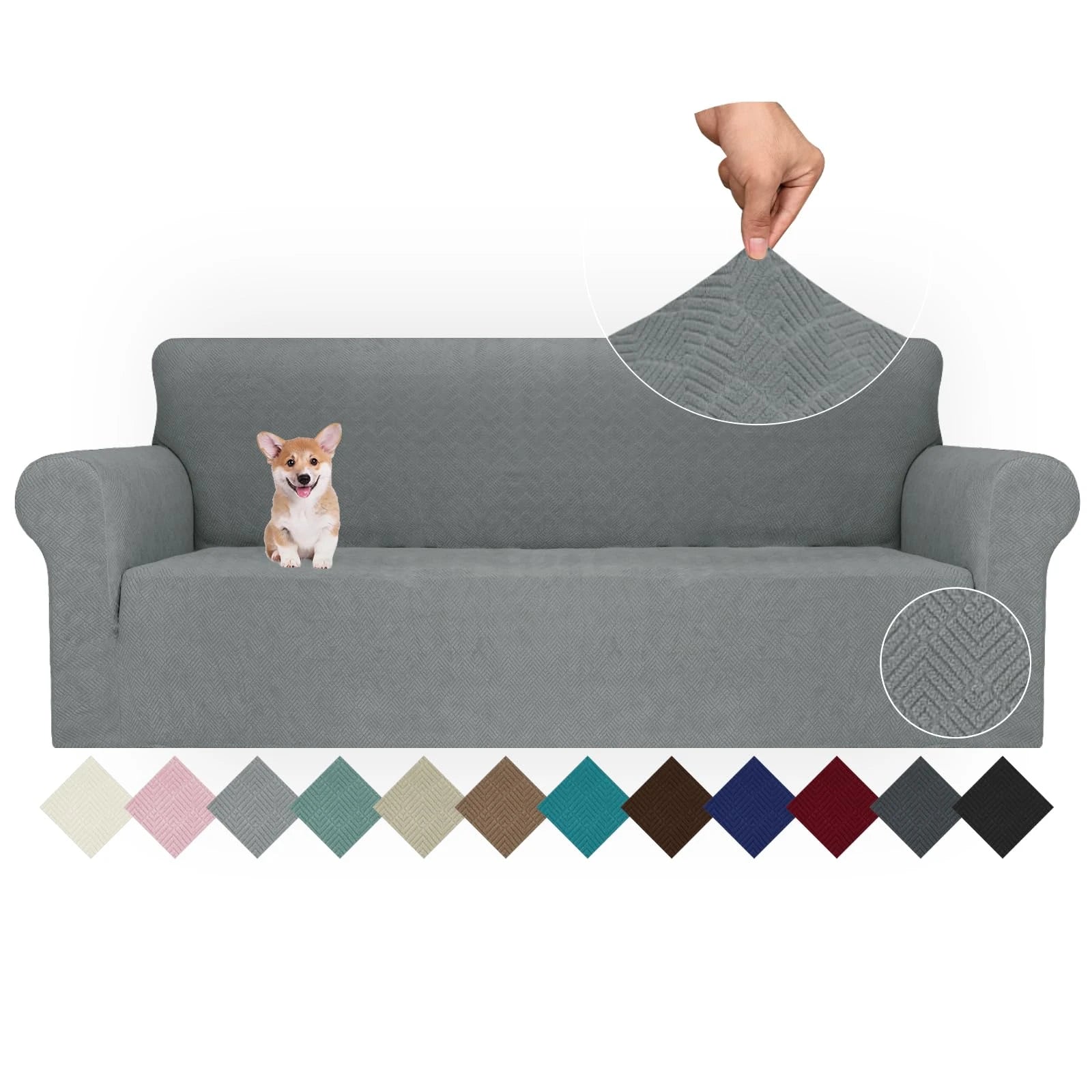 YSTYLE Stretch 4 Seater Sofa Cover with Armrests Anti-Slip Washable-YSTYLE