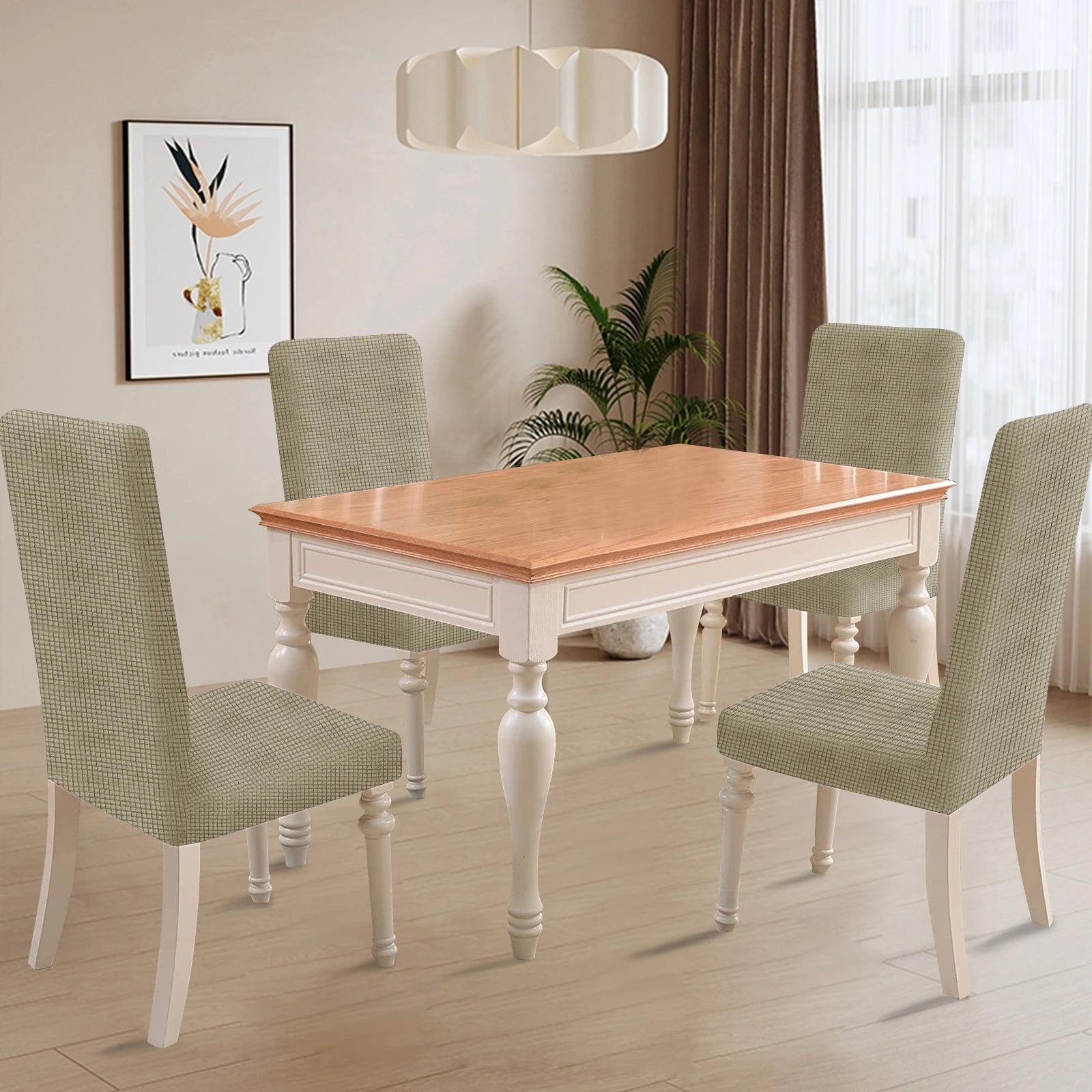 YSTYLE 6 Pieces Stretch Dining Chair Covers Jacquard Pattern-YSTYLE