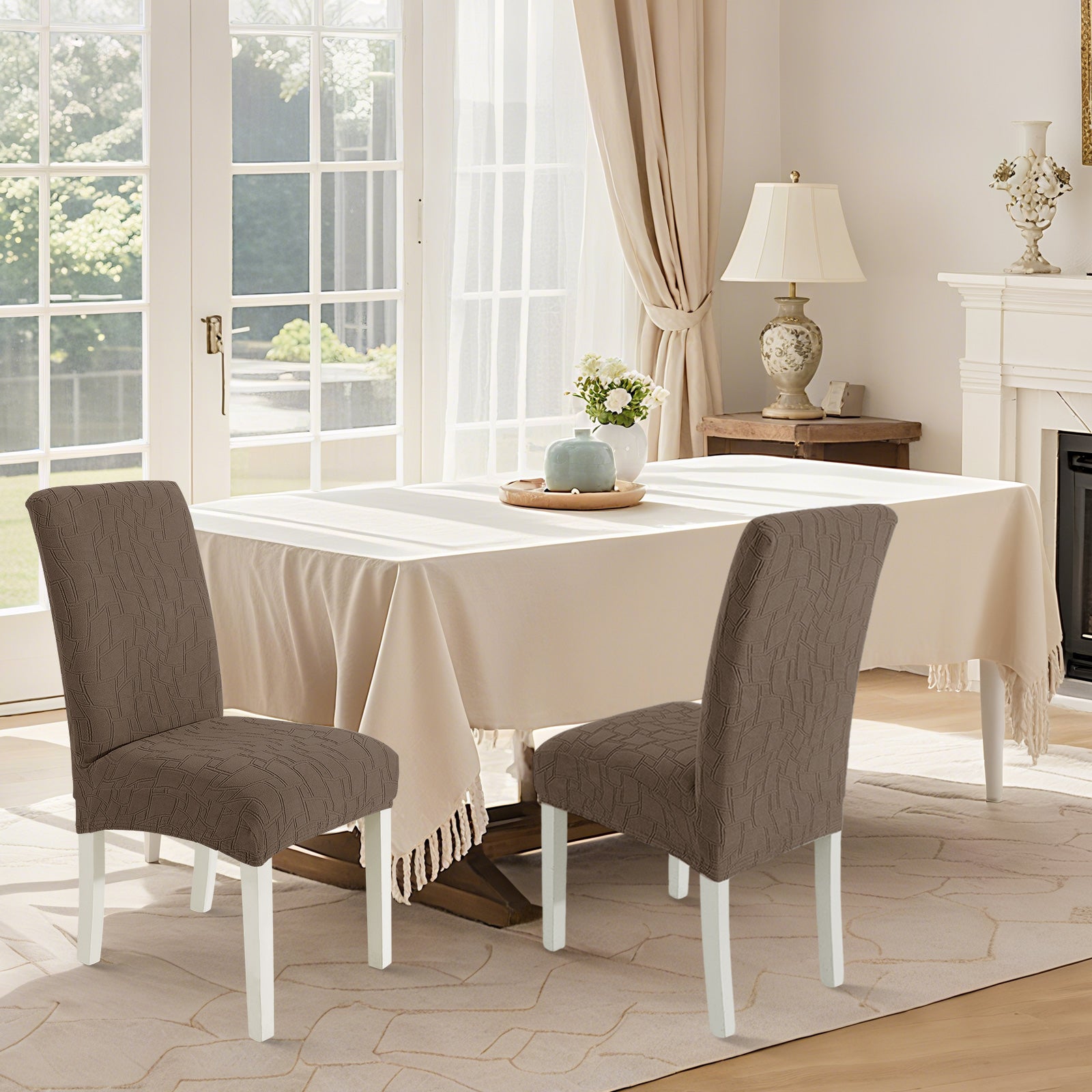 Ystyle 2-Piece Chair Covers with Backrest, Elastic Living Room Kitchen Chair Slipcovers, Soft Comfortable Anti-Scratch Chair Covers, Easy to Clean and Durable, Washable Removable