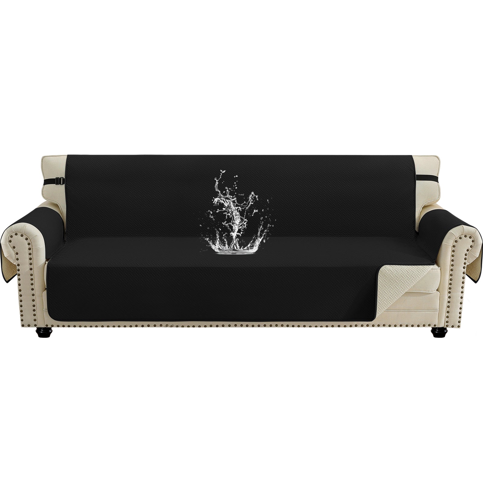 imperméable canapé couverture with Side Pockets and Non-Slip Backing