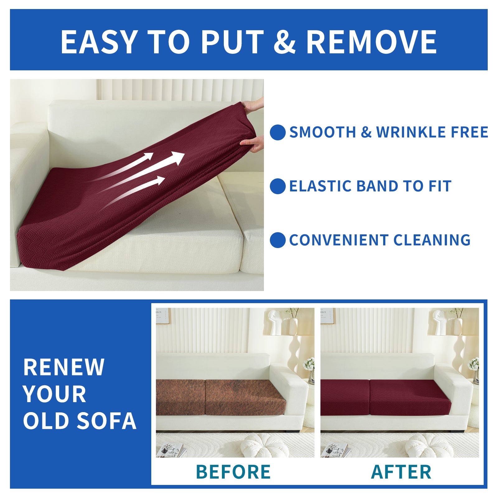 YSTYLE Copertura elastica per sedile del divano 2 posti Antiscivolo