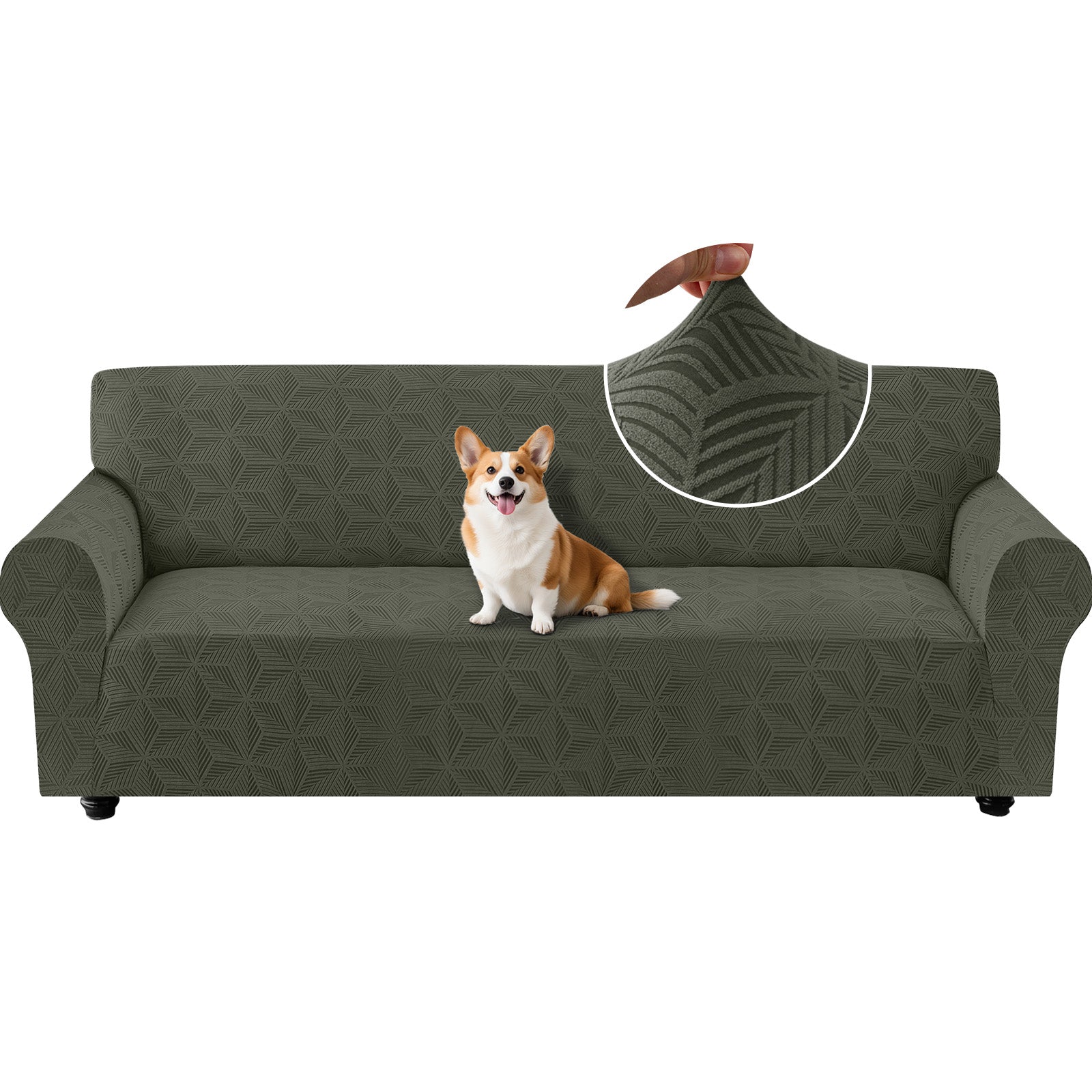 Ystyle 4-Seater Sofa Cover with Armrests, Stretch Sofa Cover, Universal Anti-Scratch Sofa Cover for Cats and Dogs, Non-Slip Sofa Cover, Washable Stain-Resistant Sofa Cover