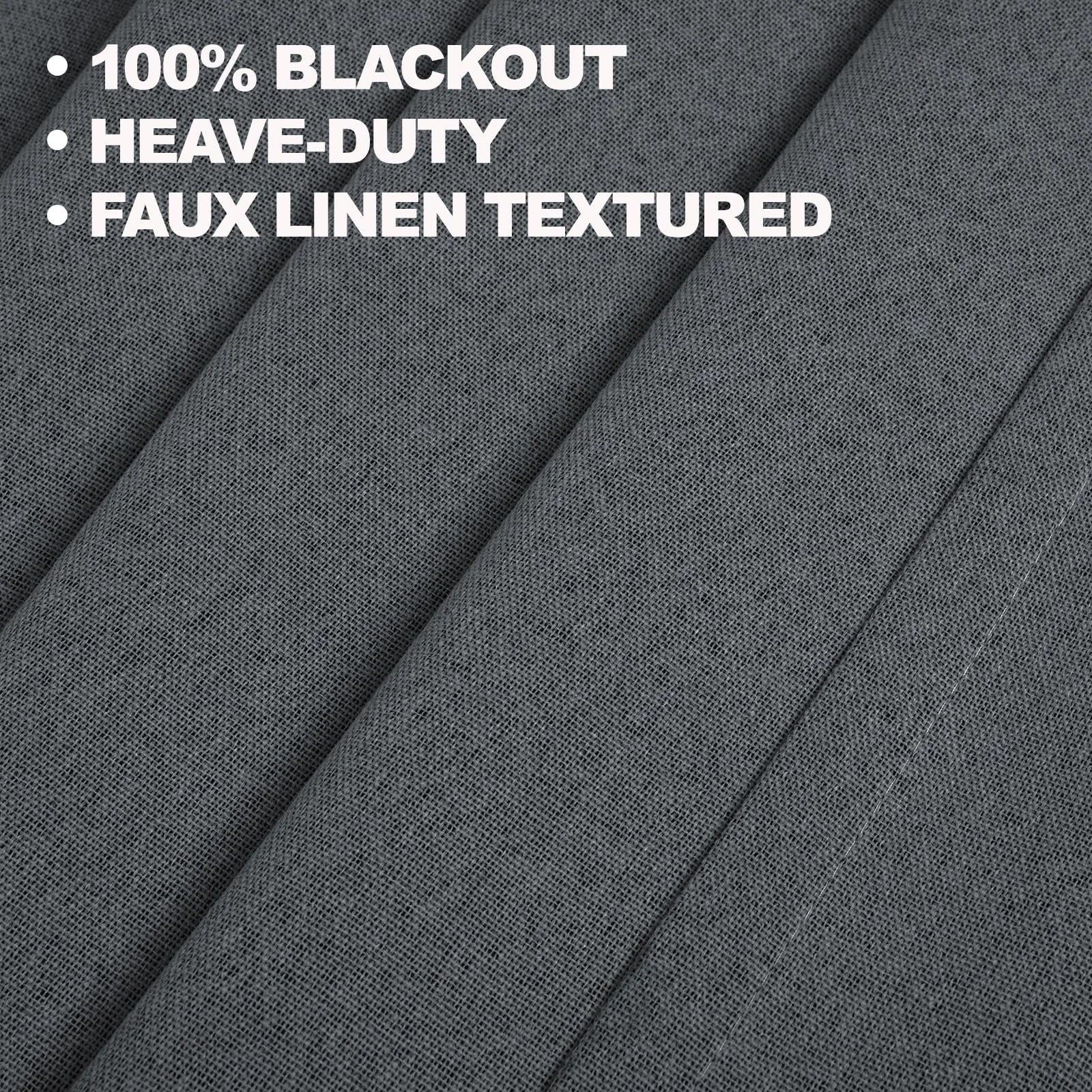 YSTYLE 2 pcs Linen-Effect Blackout Curtains – 100% Light Blocking, Thermal Insulated Drapes