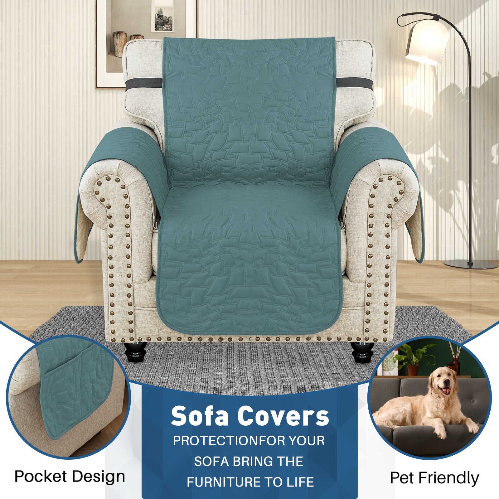 Copertura Impermeabile per Poltrona Singola con Braccioli e Funzione Antiscivolo | YSTYLE