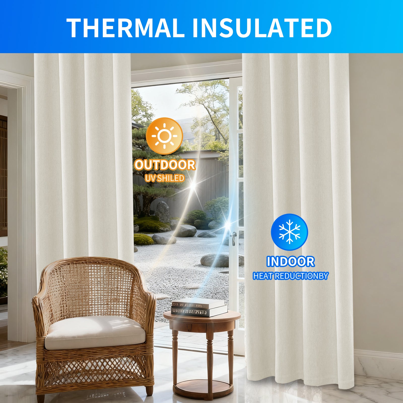 Ystyle 2 Pieces Linen Blackout Curtains Thermal-YSTYLE