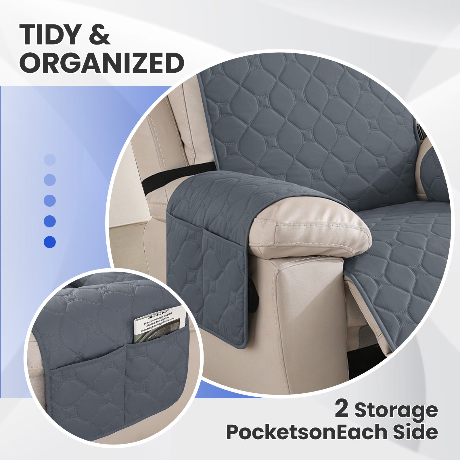 YSTYLE imperméable Recliner Armchair couverture with accoudoirs 1 Seater