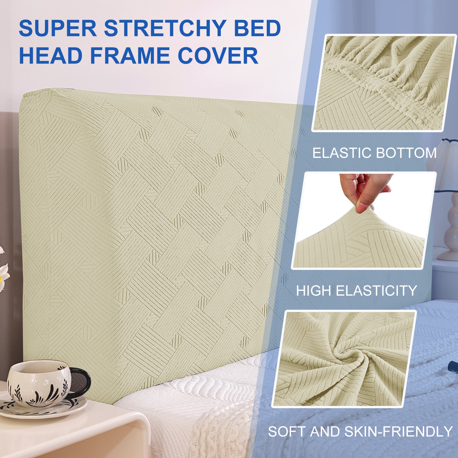 Ystyle 150cm Bed Headboard Cover, Elasticized Double/Single Bed Headboard Cover, Washable Double Bed Headboard Slipcover, Universal Dust-Proof Headboard Cover