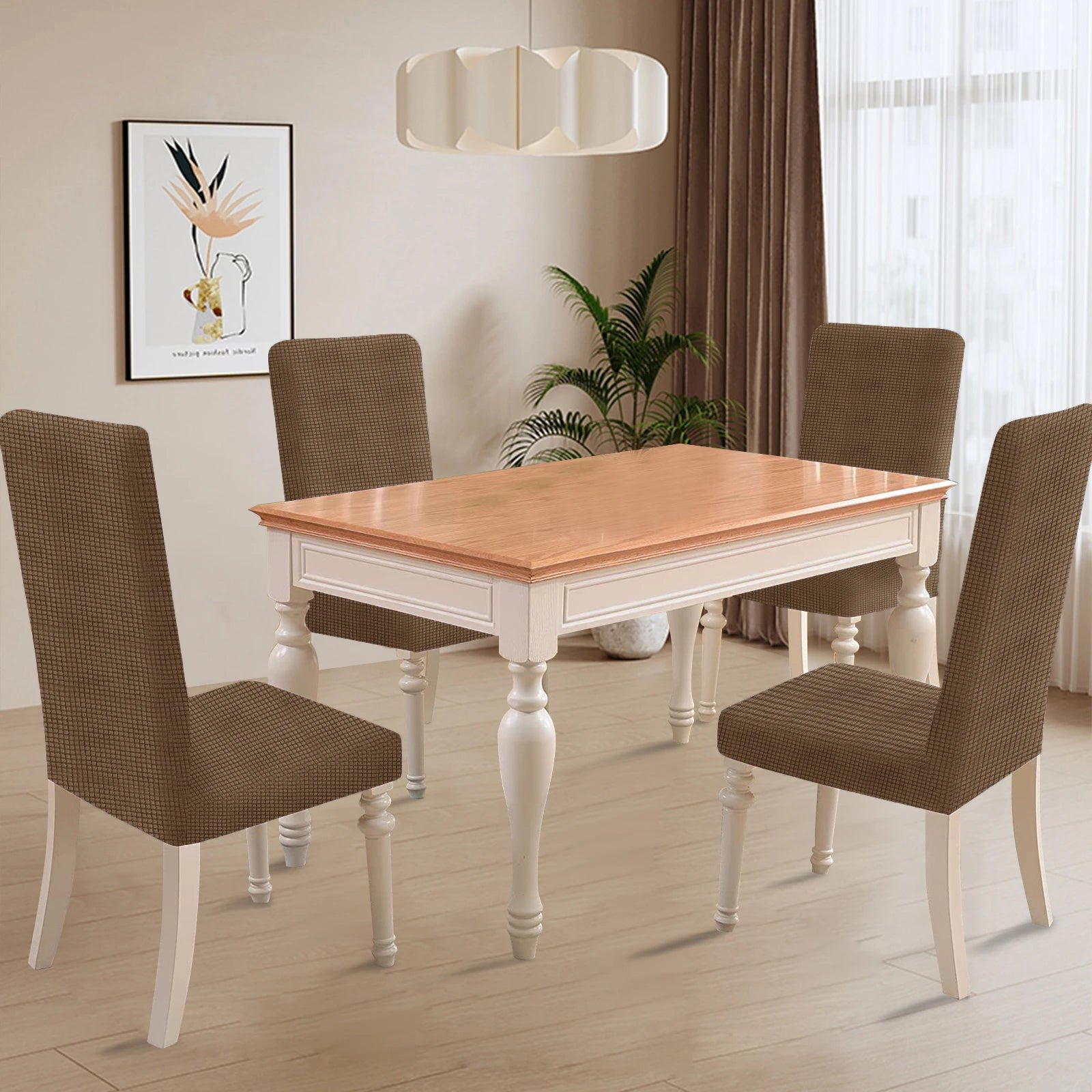 YSTYLE 6 Pieces Stretch Dining Chair Covers Jacquard Pattern-YSTYLE