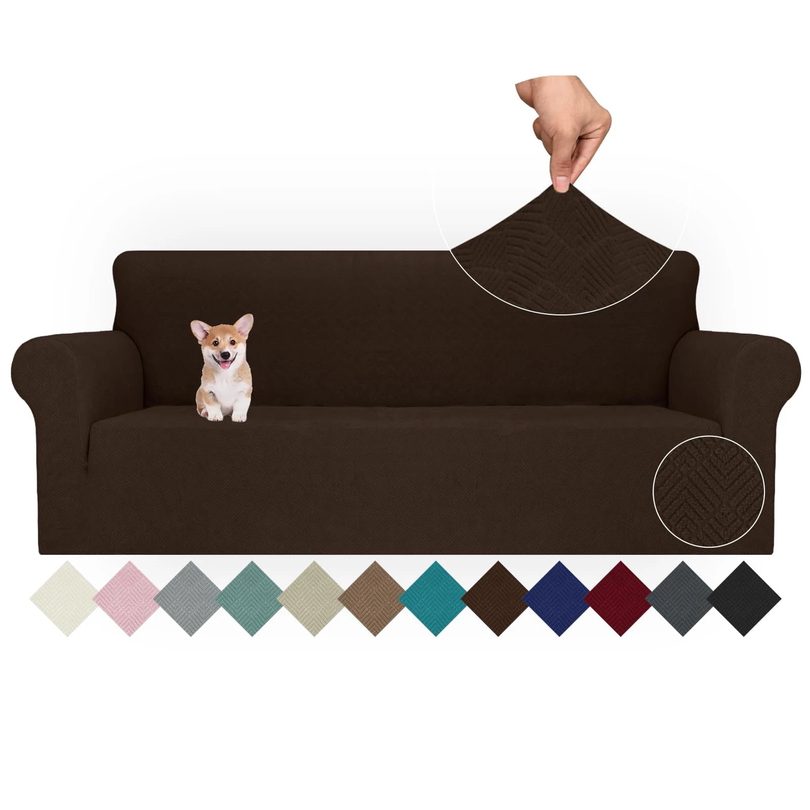 YSTYLE Stretch 4 Seater Sofa Cover with Armrests Anti-Slip Washable-YSTYLE