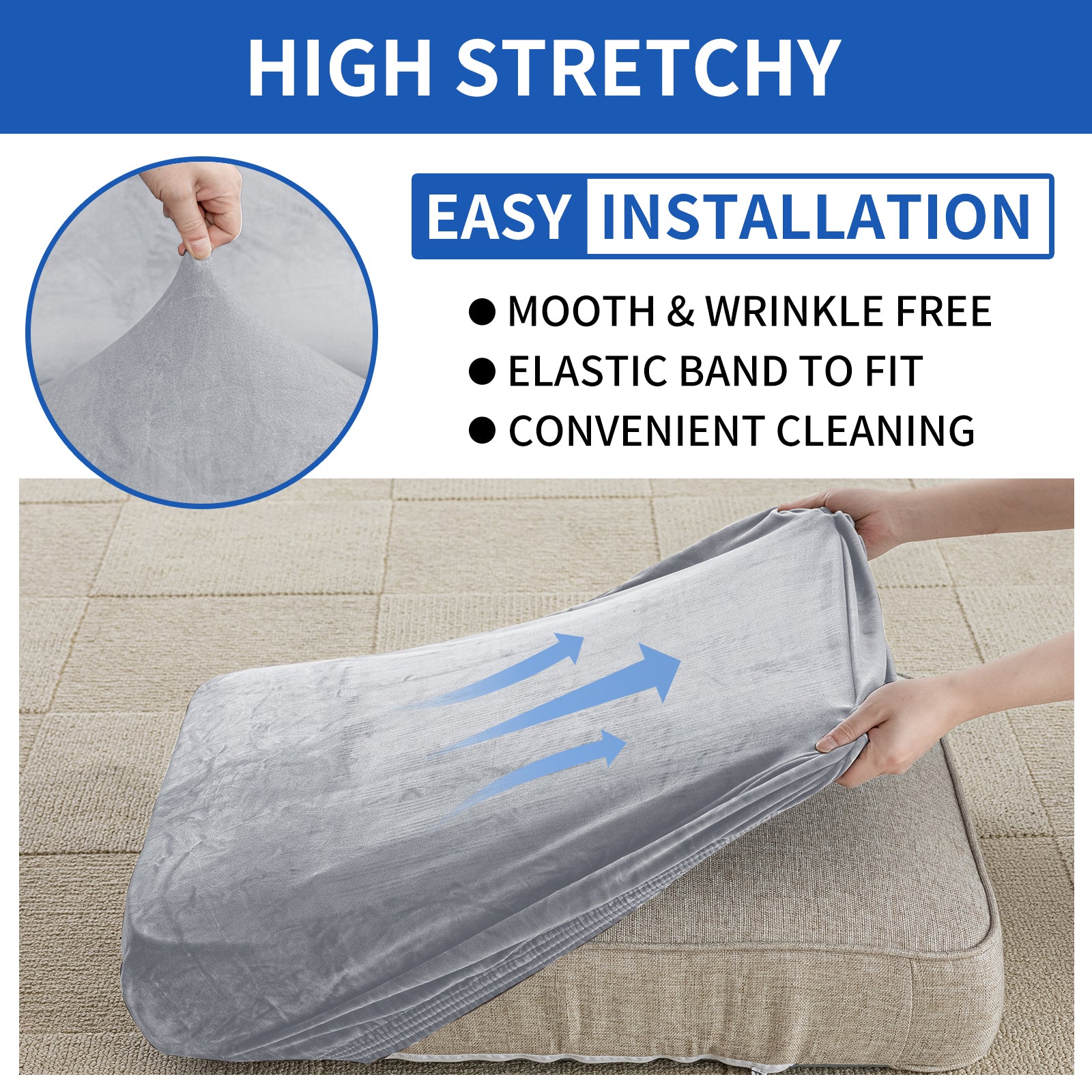 YSTYLE 2 Seater Velvet Cushion Cover – Stretch Fit, Anti-Slip, Universal for Separate Sofa Cushions